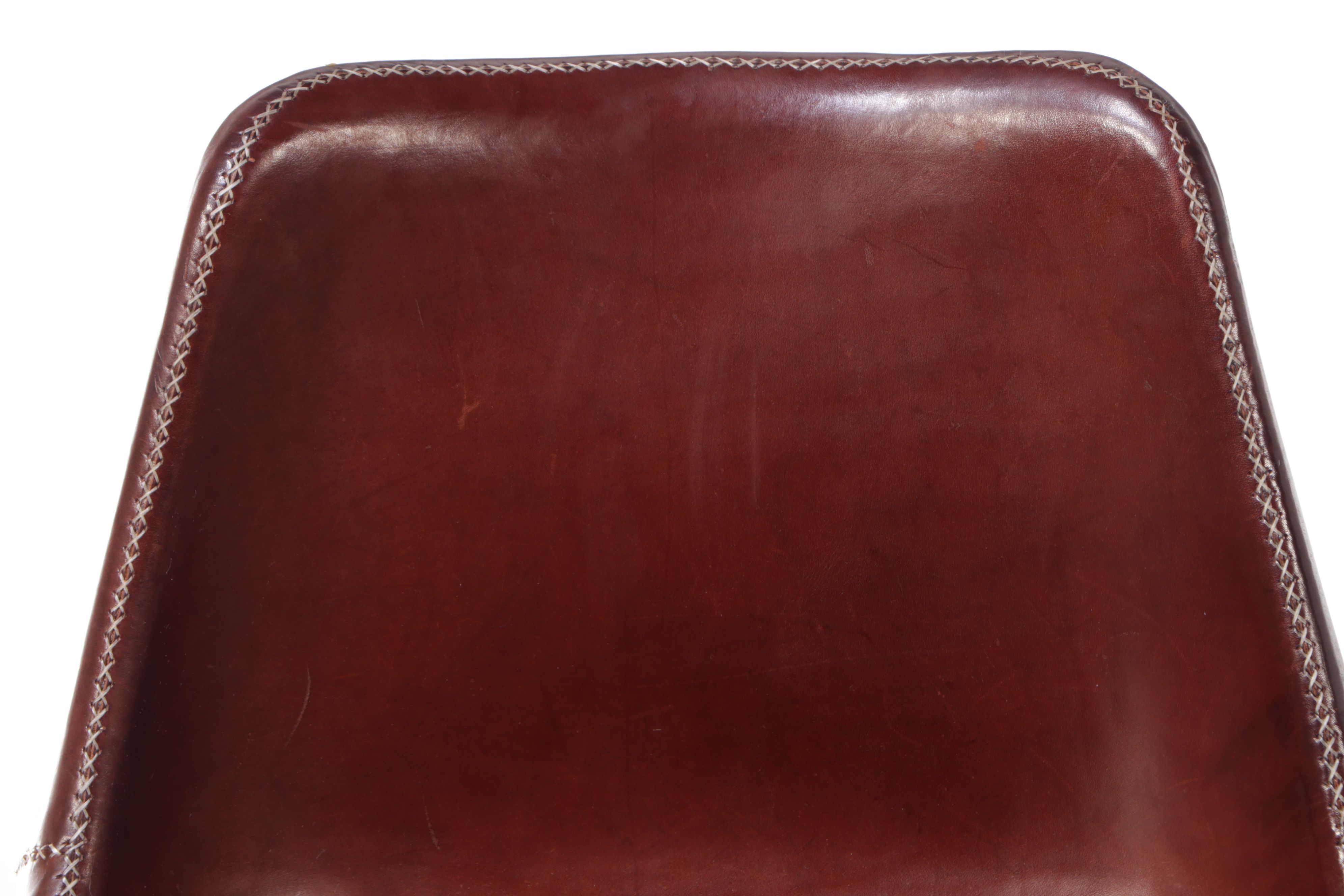 Set of Five Sol Y Luna Italian Leather and Metal Barstools