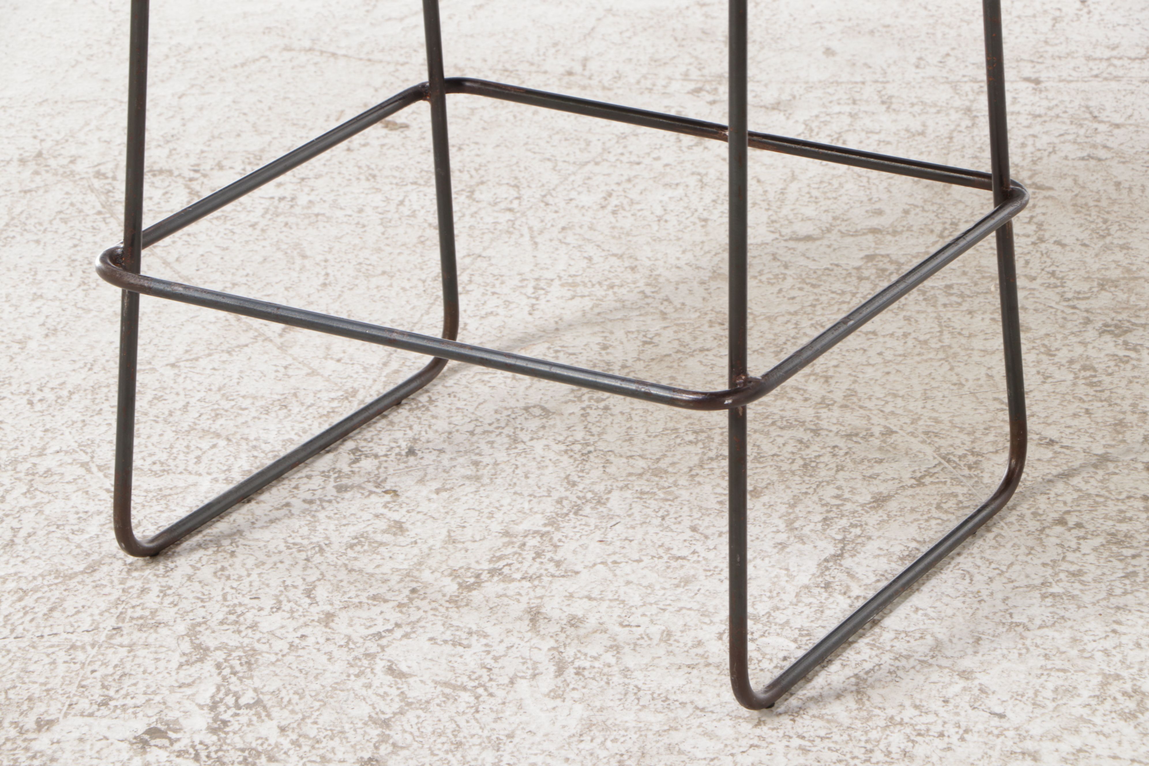 Set of Five Sol Y Luna Italian Leather and Metal Barstools