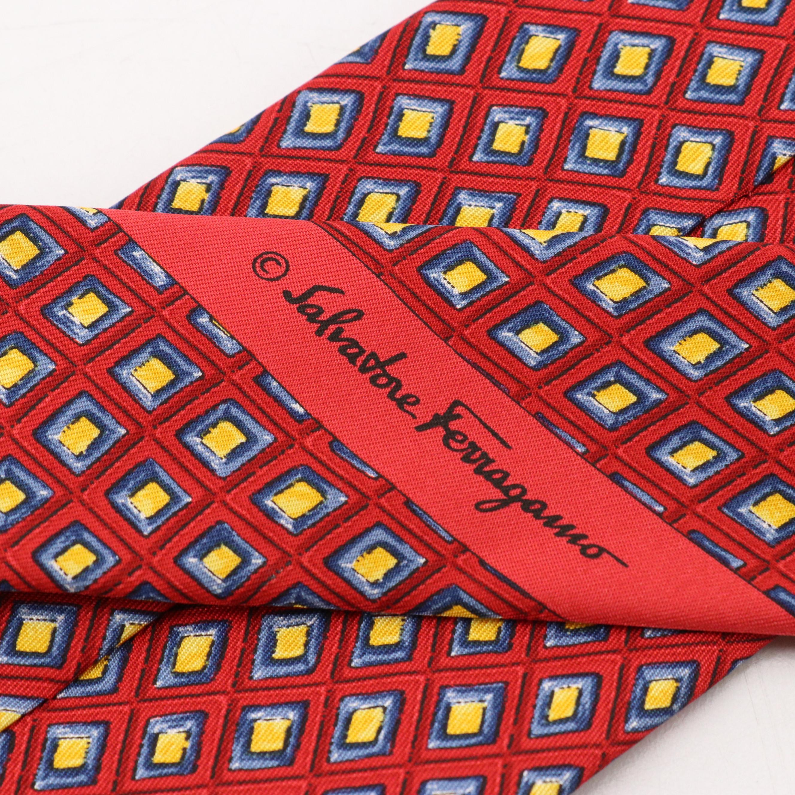 Salvatore Ferragamo Diamond Pattern Necktie in Silk