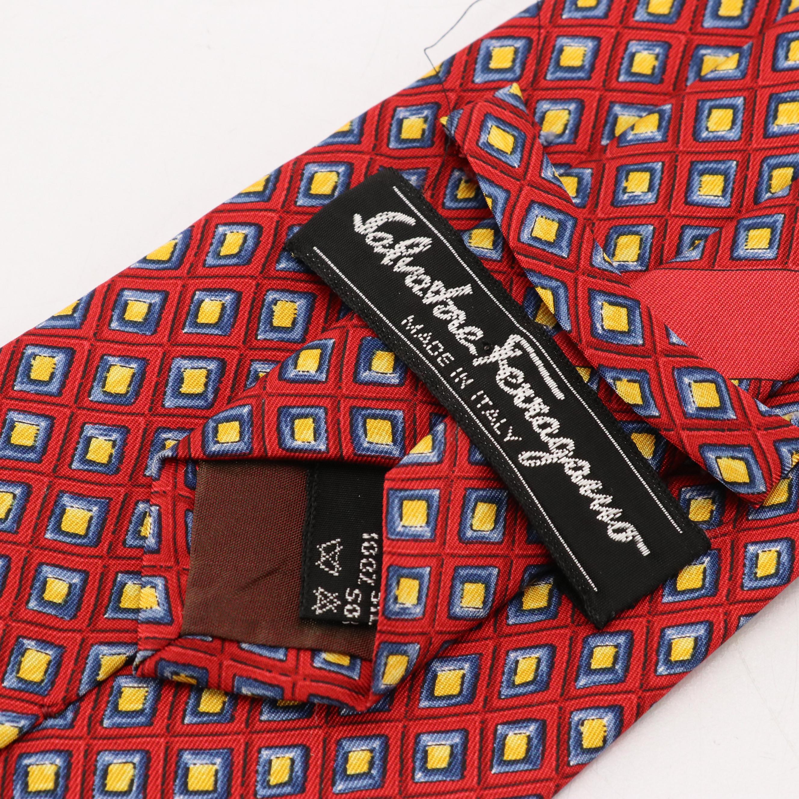 Salvatore Ferragamo Diamond Pattern Necktie in Silk
