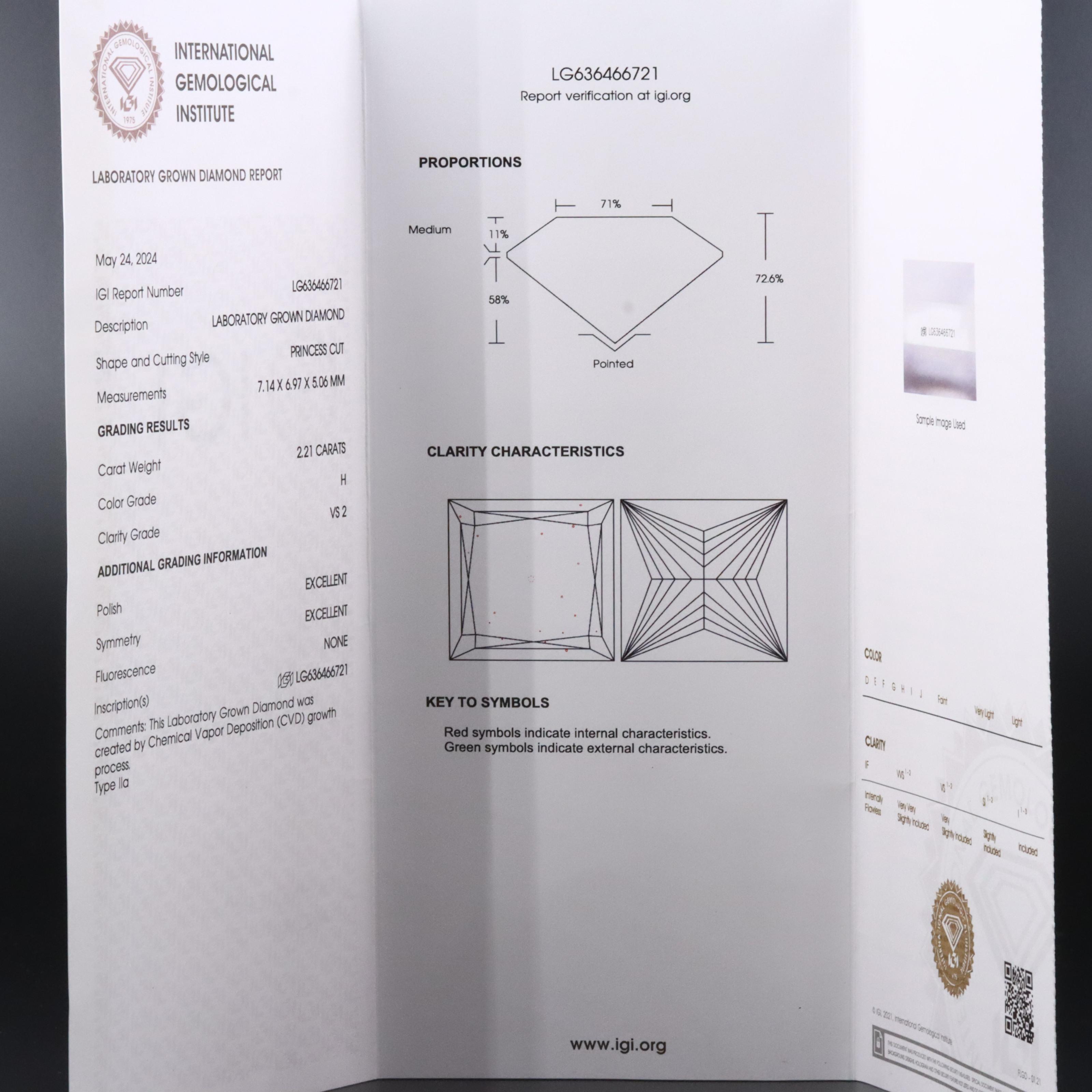 Loose 2.21 CT Lab Grown Diamond with IGI Report