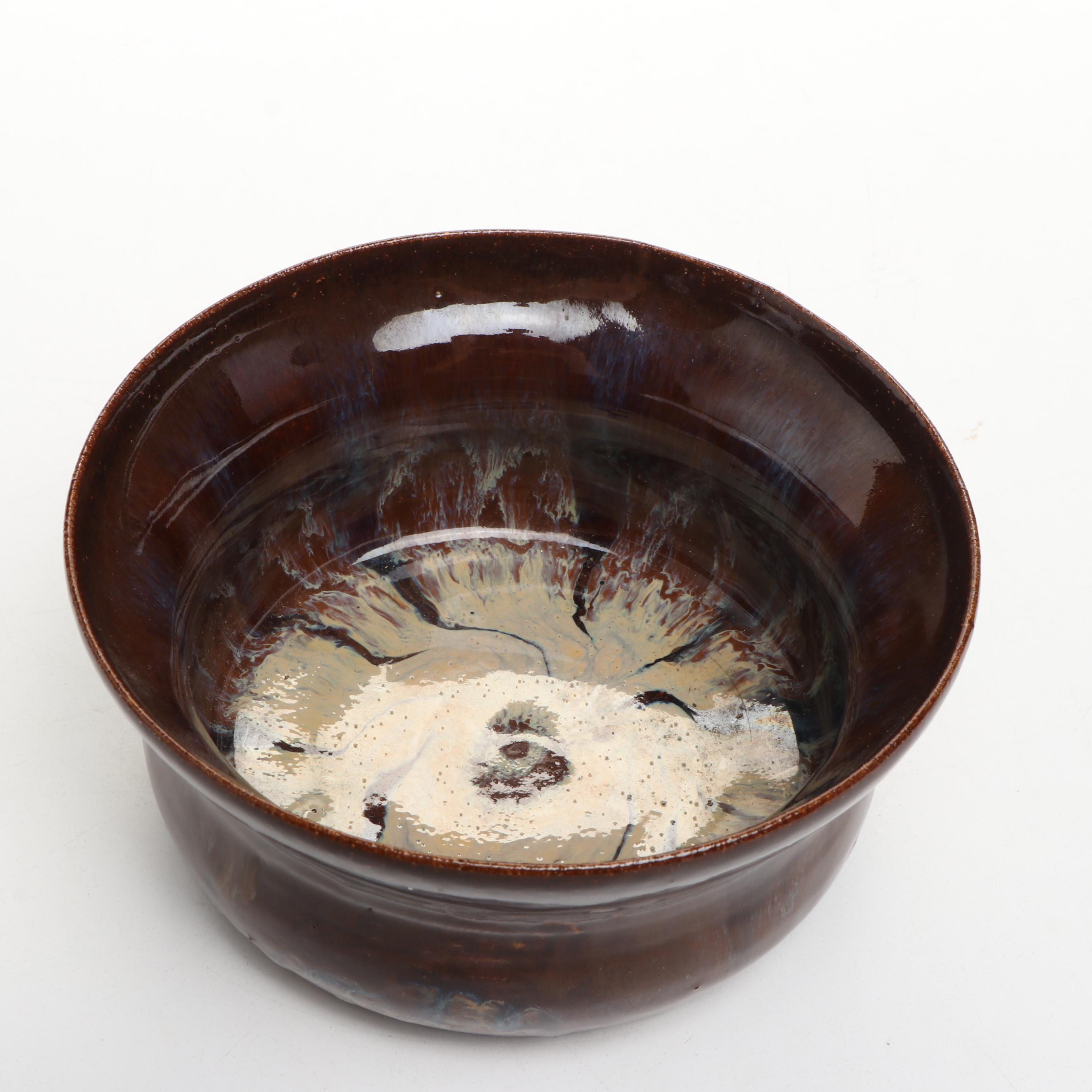 Artist Signed Art Pottery Lidded Dish, Bowl, and Mugs