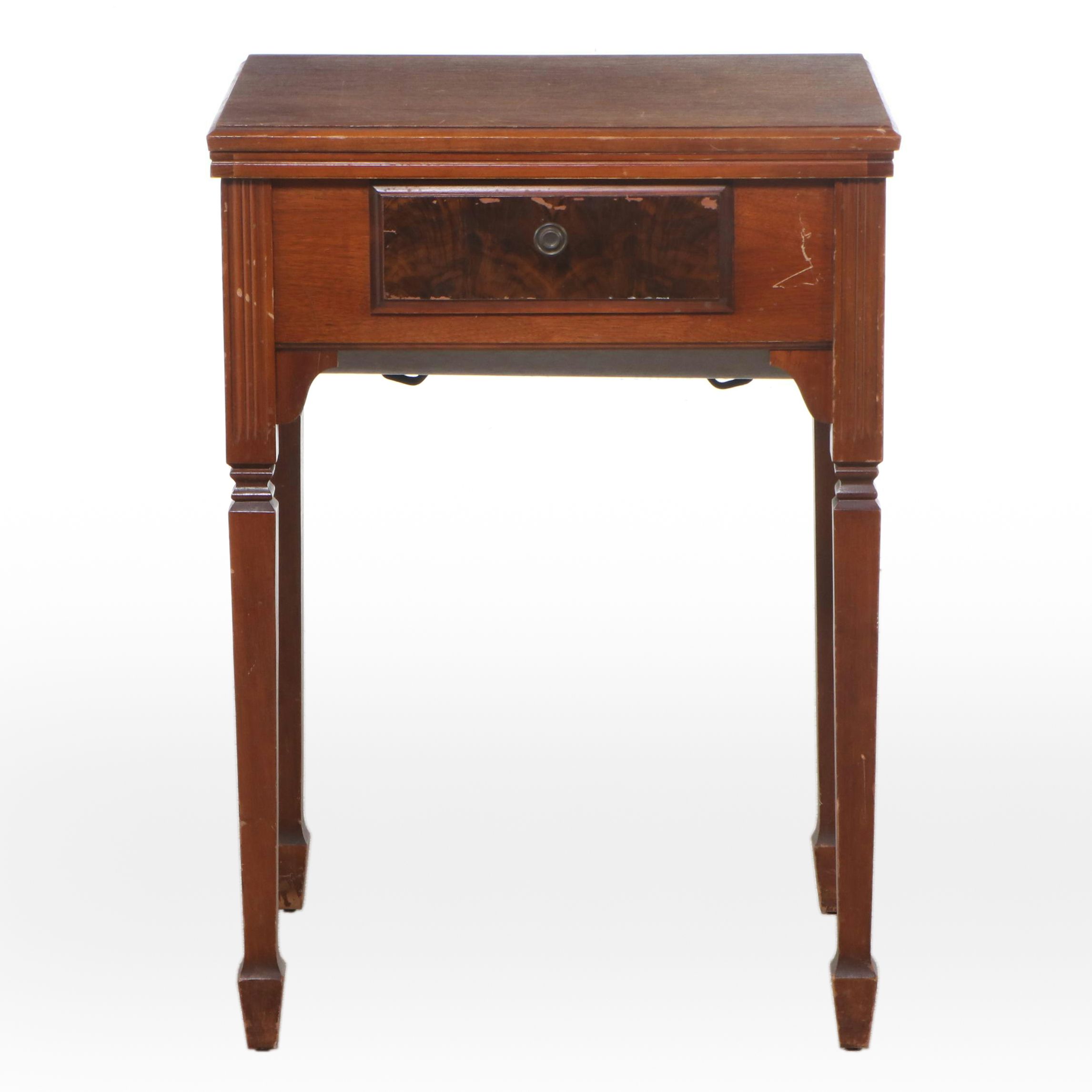 Sheraton Style Mahogany Sewing Machine Cabinet, Mid-20th Century