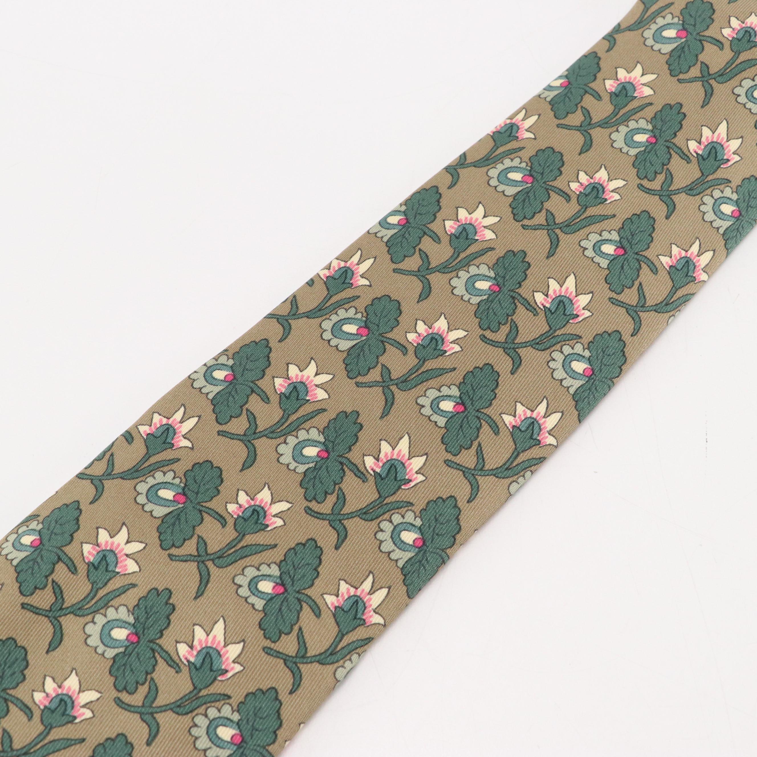 Hermès Floral Print Necktie in Silk Twill