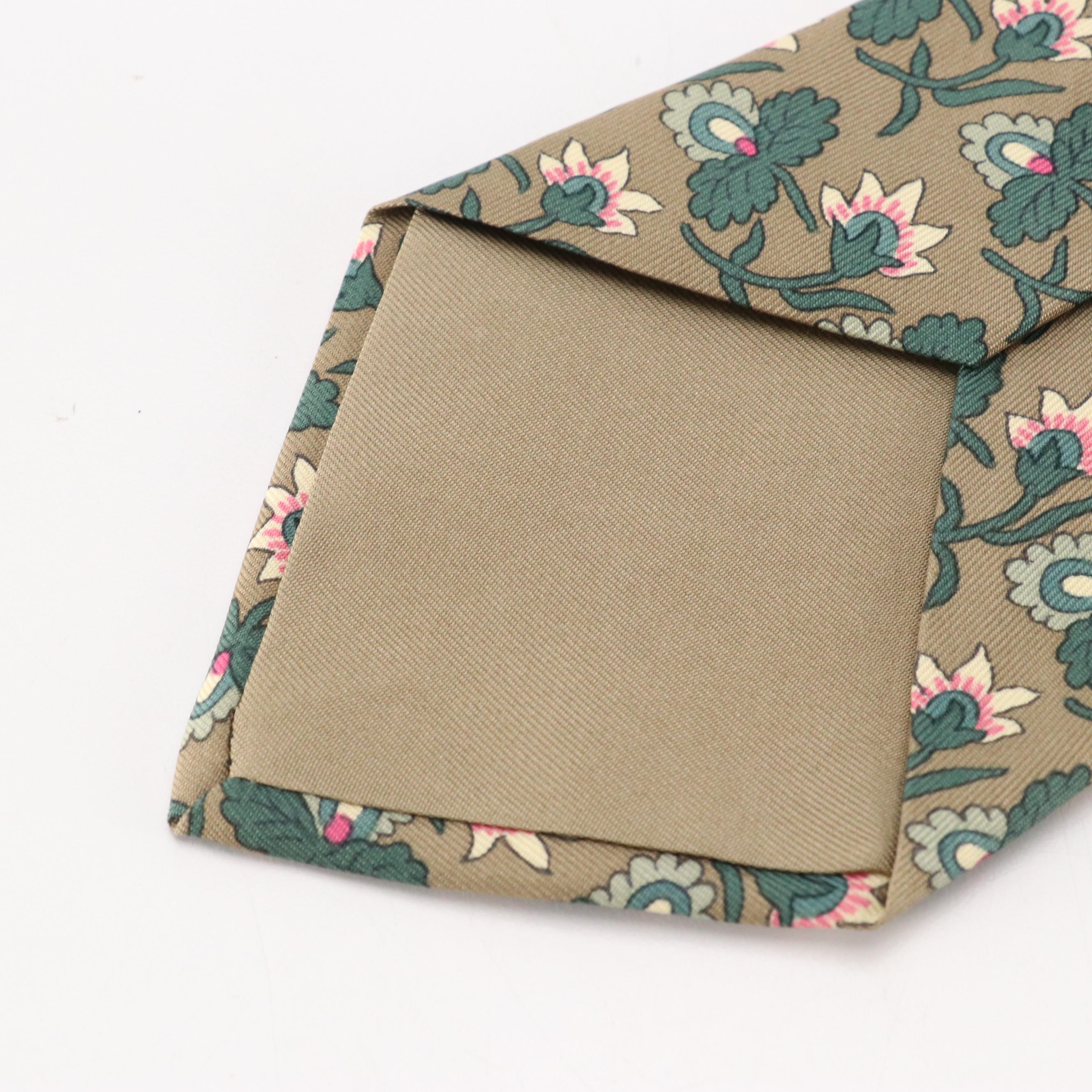 Hermès Floral Print Necktie in Silk Twill