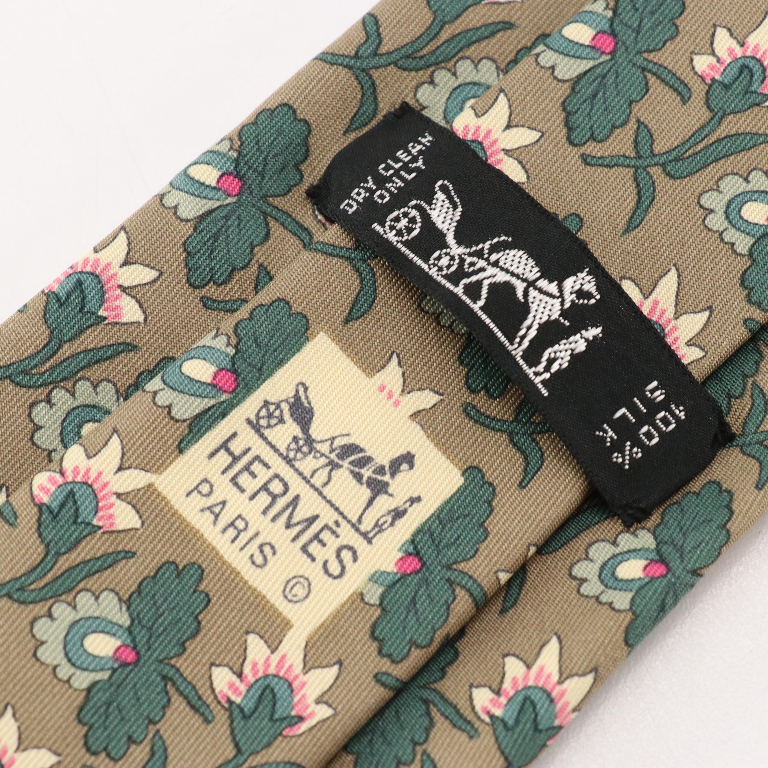 Hermès Floral Print Necktie in Silk Twill
