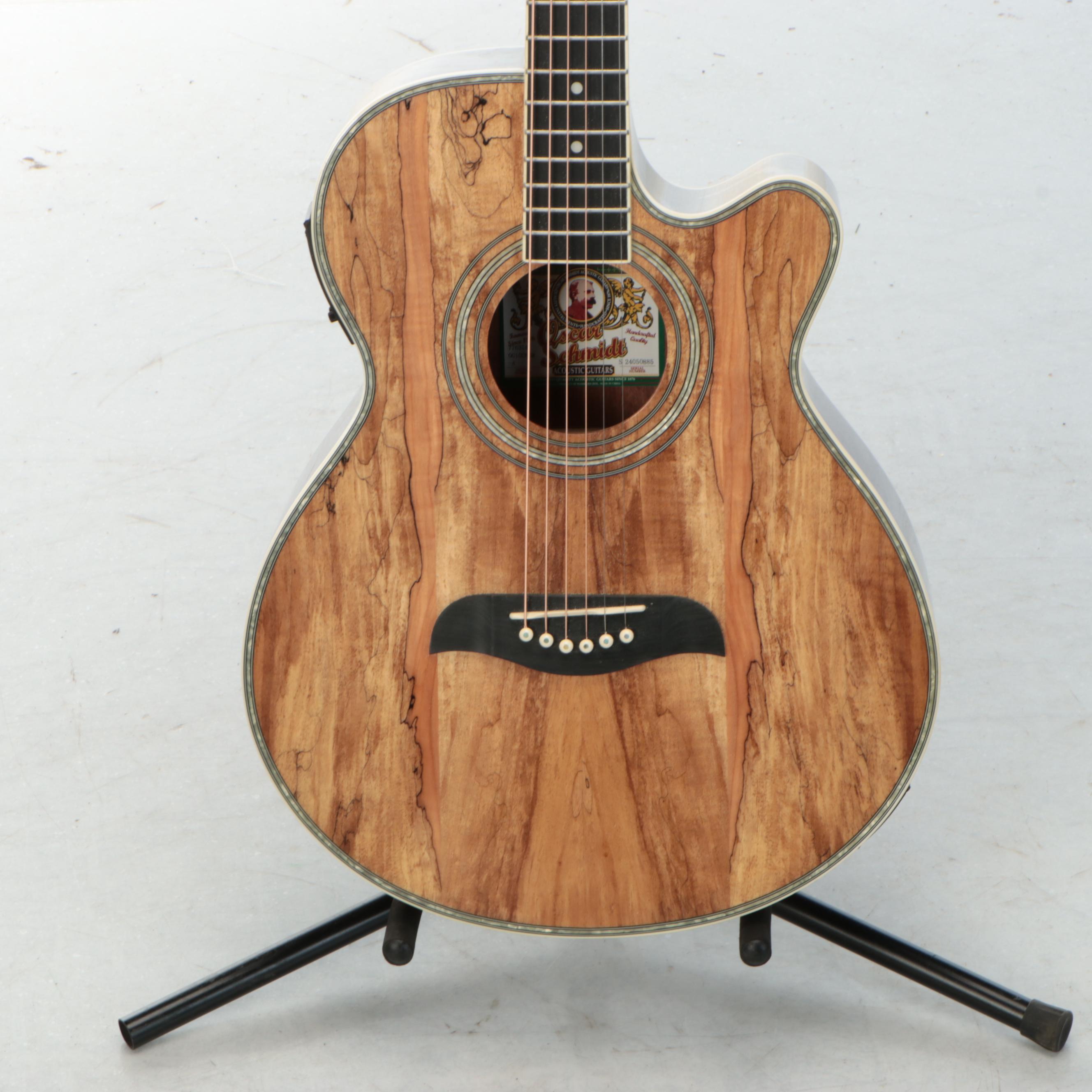 Oscar Schmidt by Washburn Spalted Maple Cutaway Acoustic Electric Guitar
