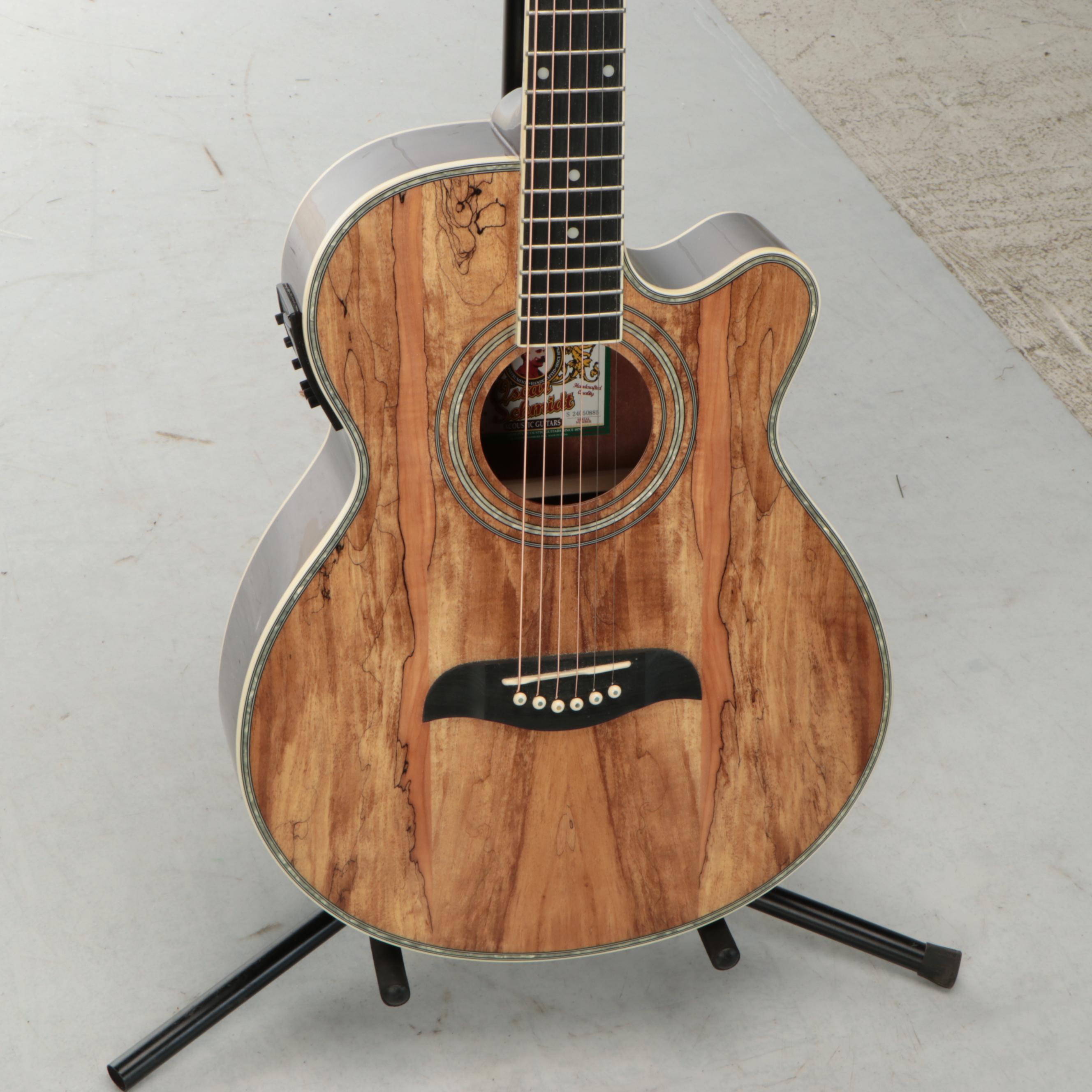 Oscar Schmidt by Washburn Spalted Maple Cutaway Acoustic Electric Guitar