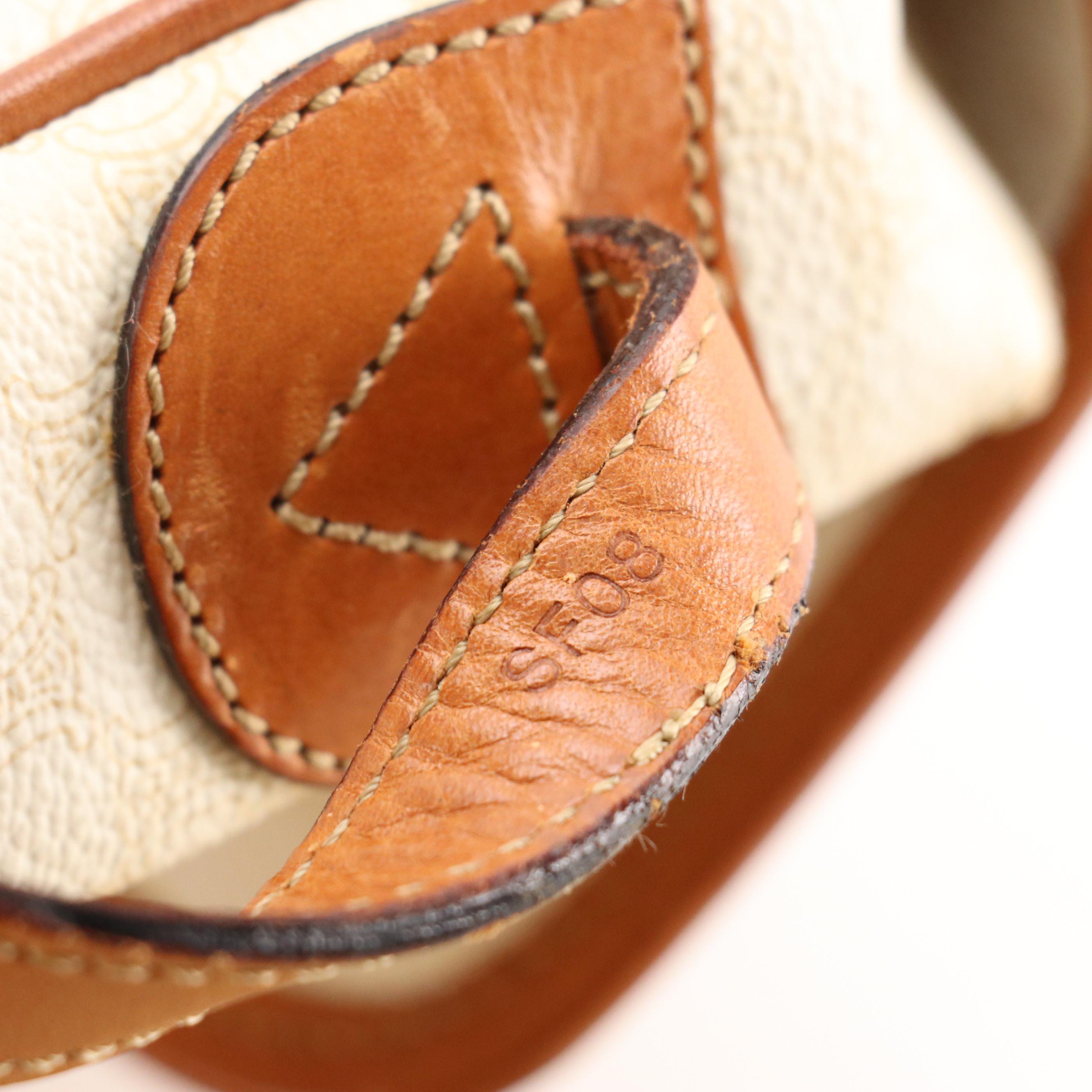 Celine Small Front Flap Crossbody Bag in White Macadam Canvas and Leather Trim