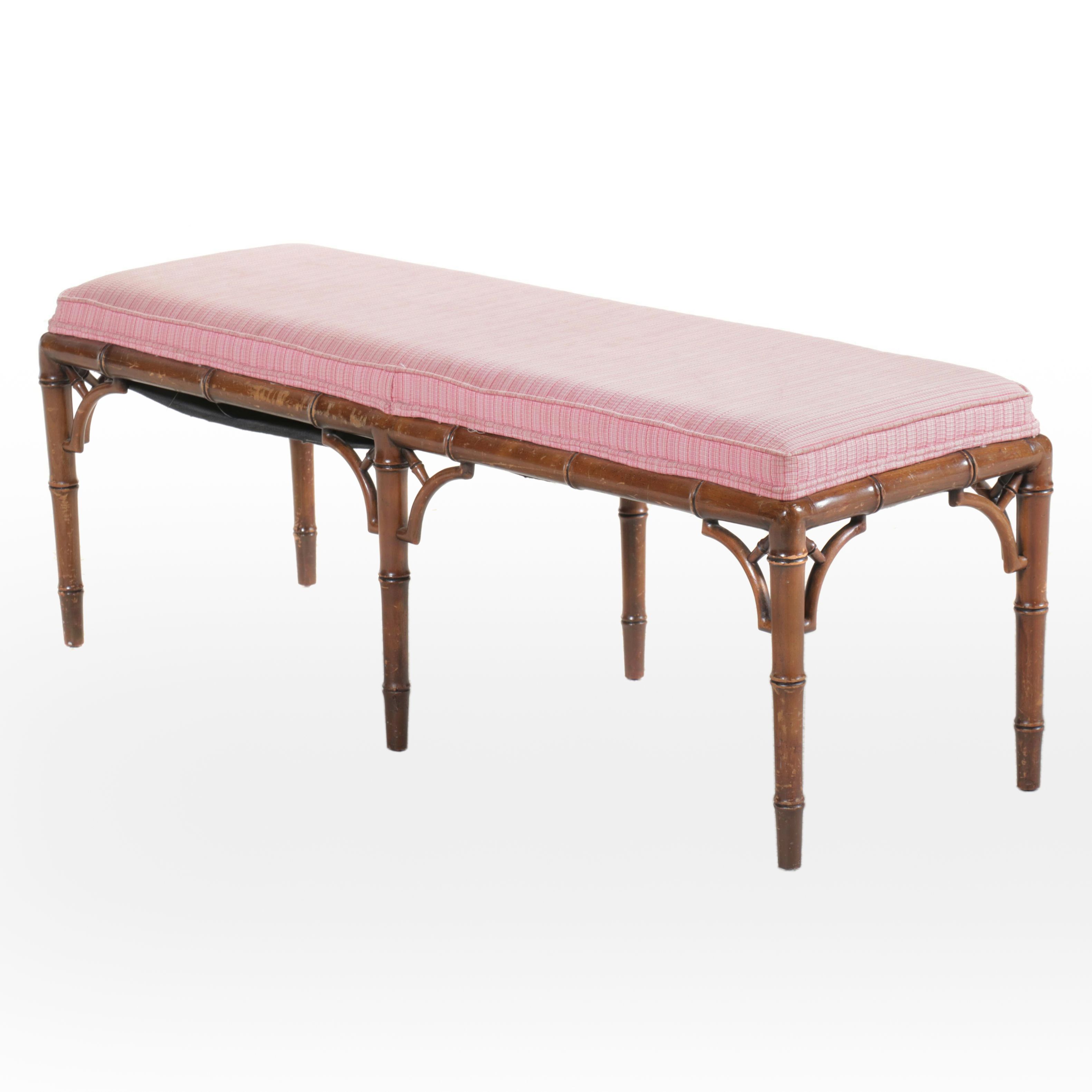 Bamboo Turned and Upholstered Bench