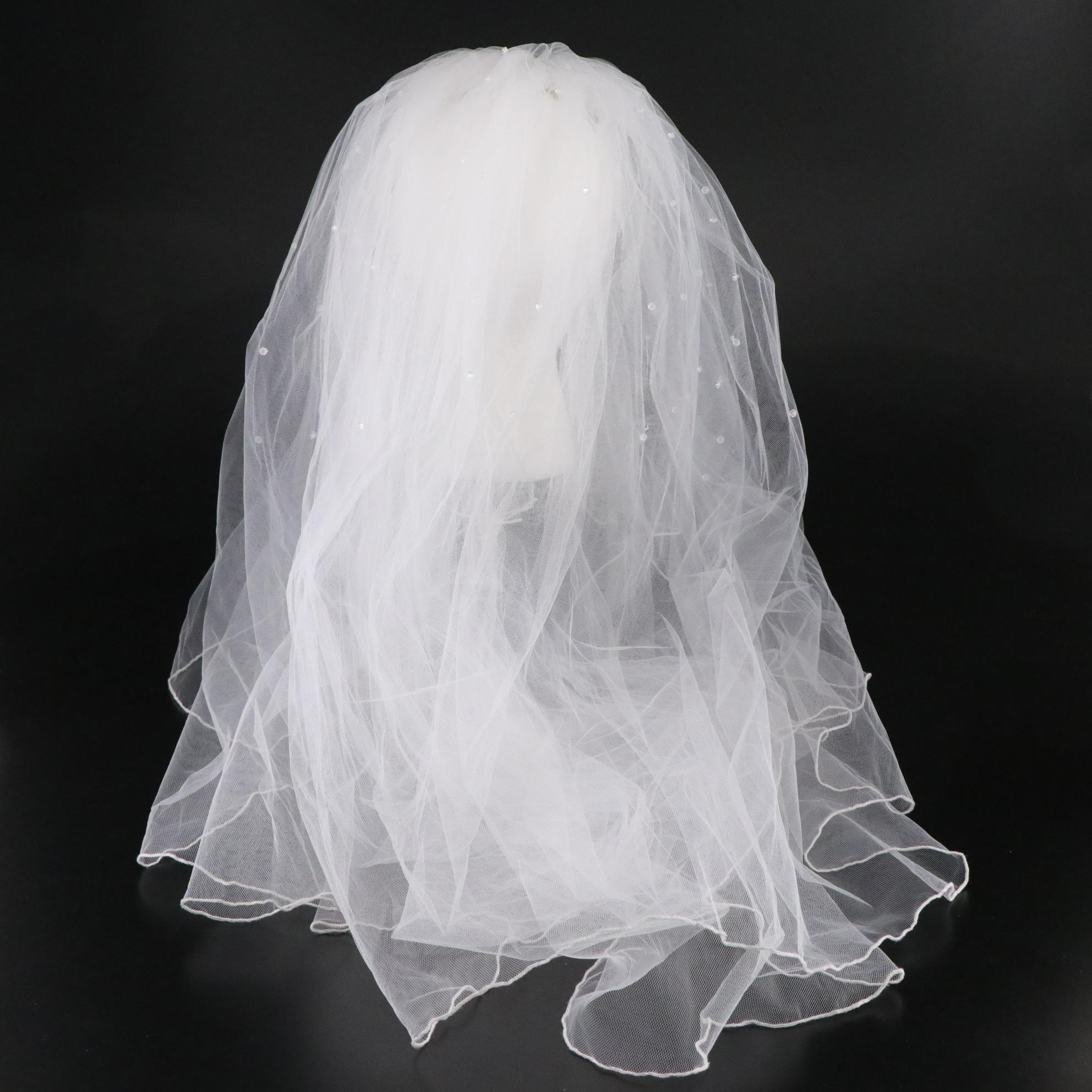 Bridal Headpiece with Veil, Ring Pillow, Petal Basket and Wedding Cake Servers