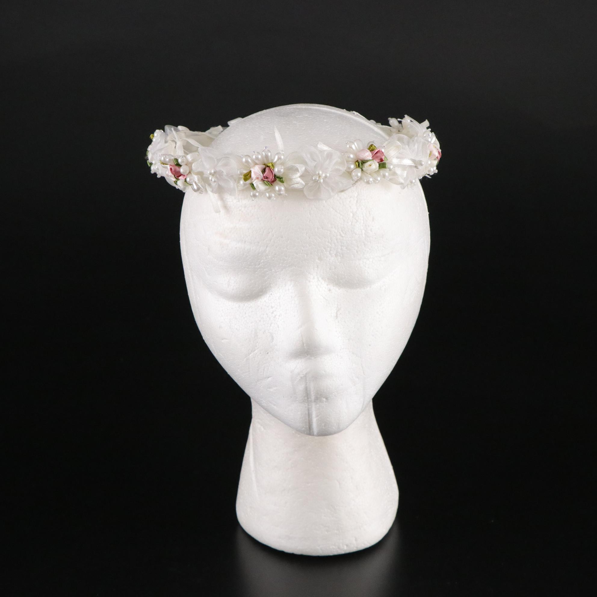Bridal Headpiece with Veil, Ring Pillow, Petal Basket and Wedding Cake Servers