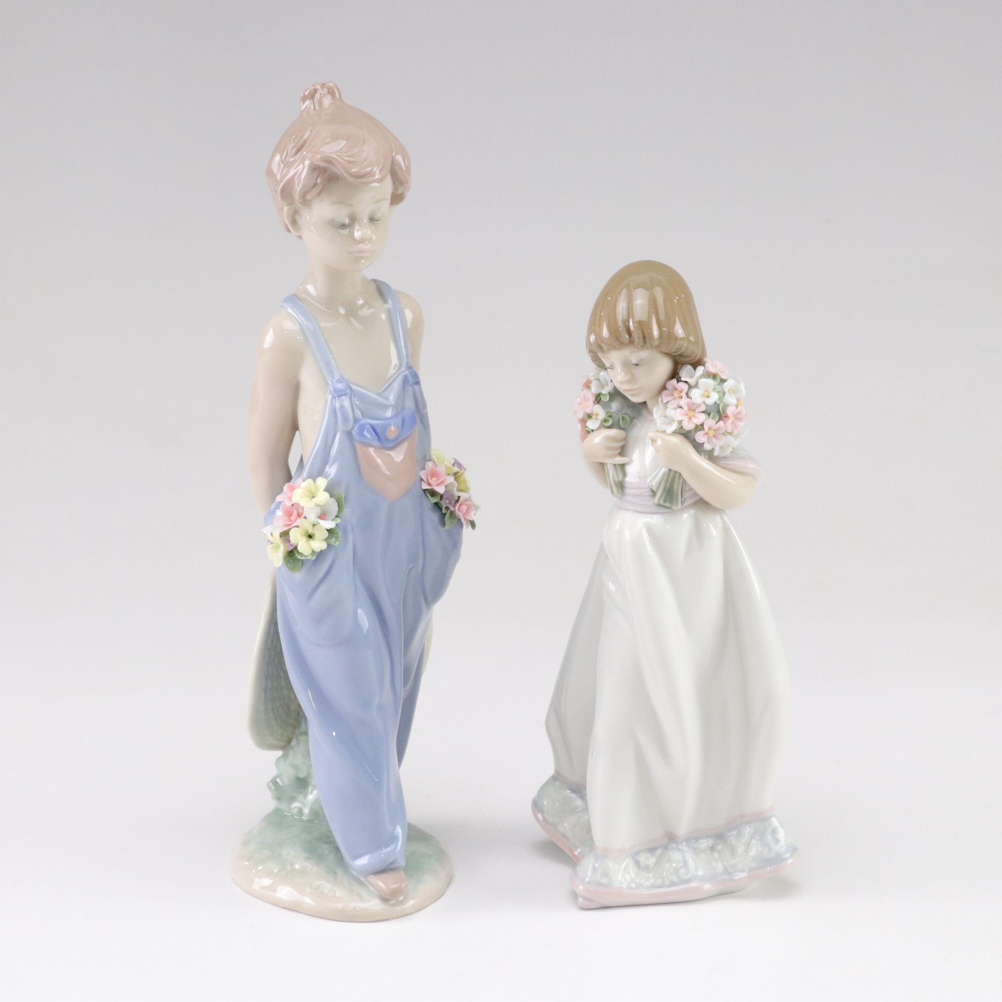 Lladró "Spring Bouquets" & "Pocket Full of Wishes" Porcelain Figurines, 1980-90s