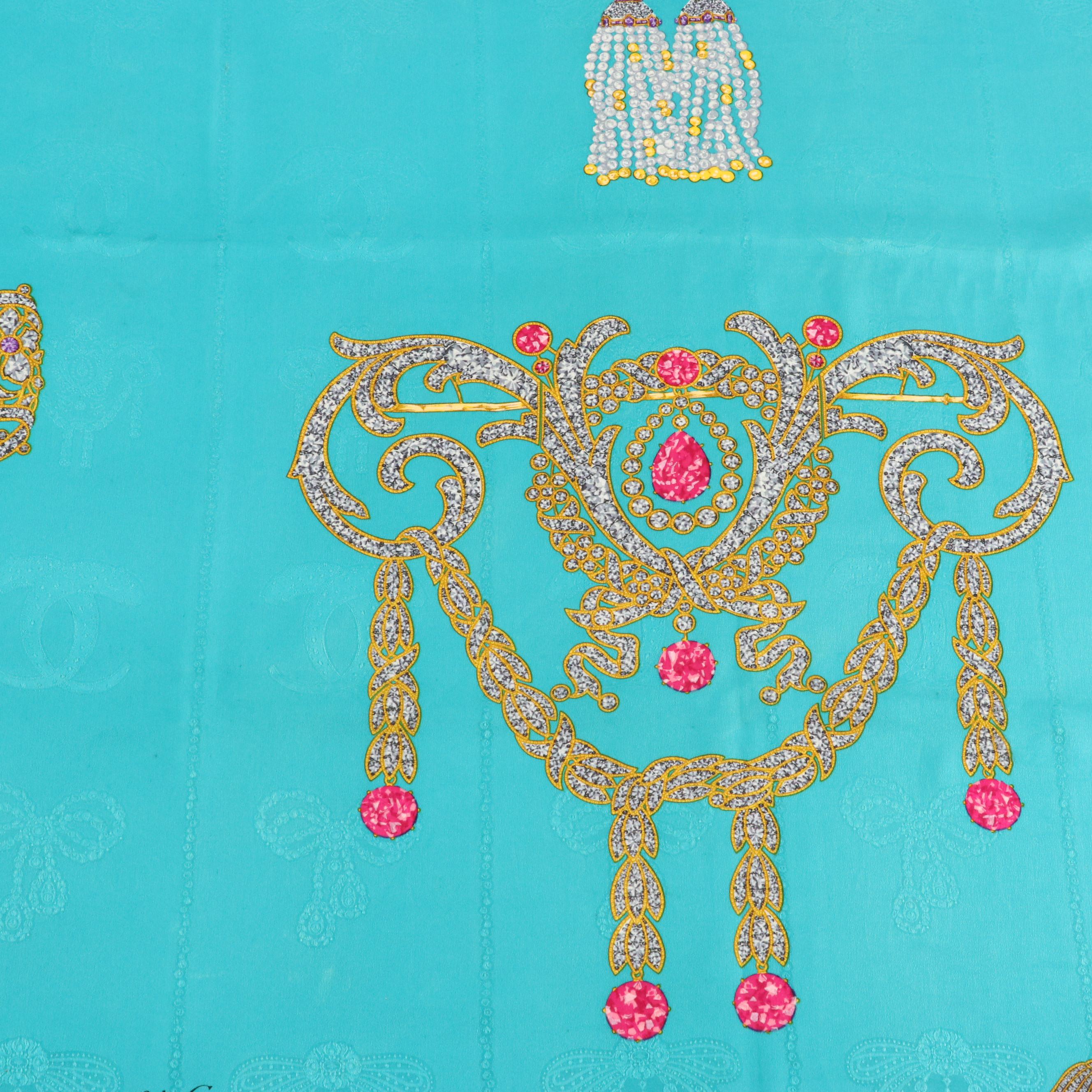 Cartier Must de Cartier Brooch Pin Motif Scarf 90 in Silk Jacquard with Box