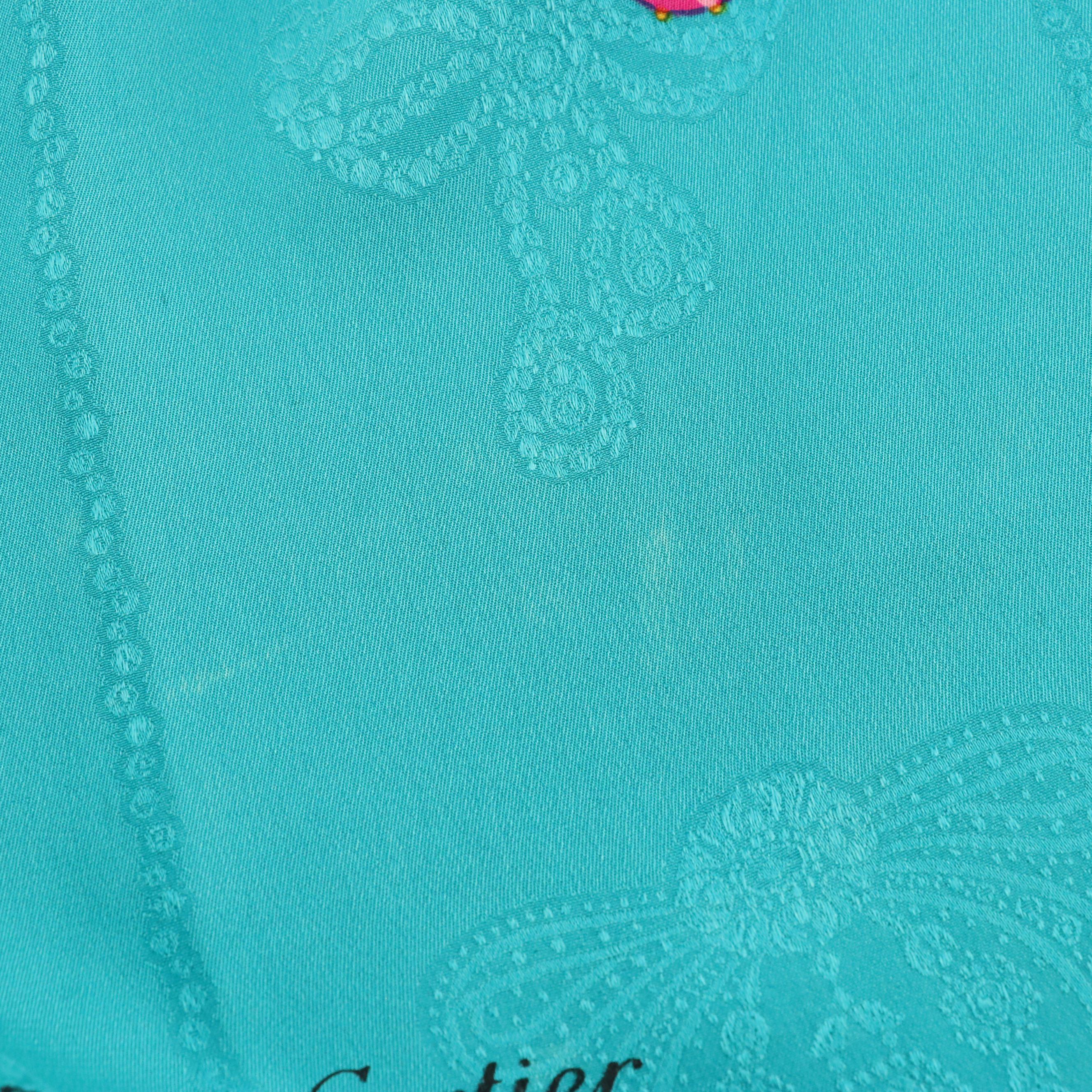 Cartier Must de Cartier Brooch Pin Motif Scarf 90 in Silk Jacquard with Box