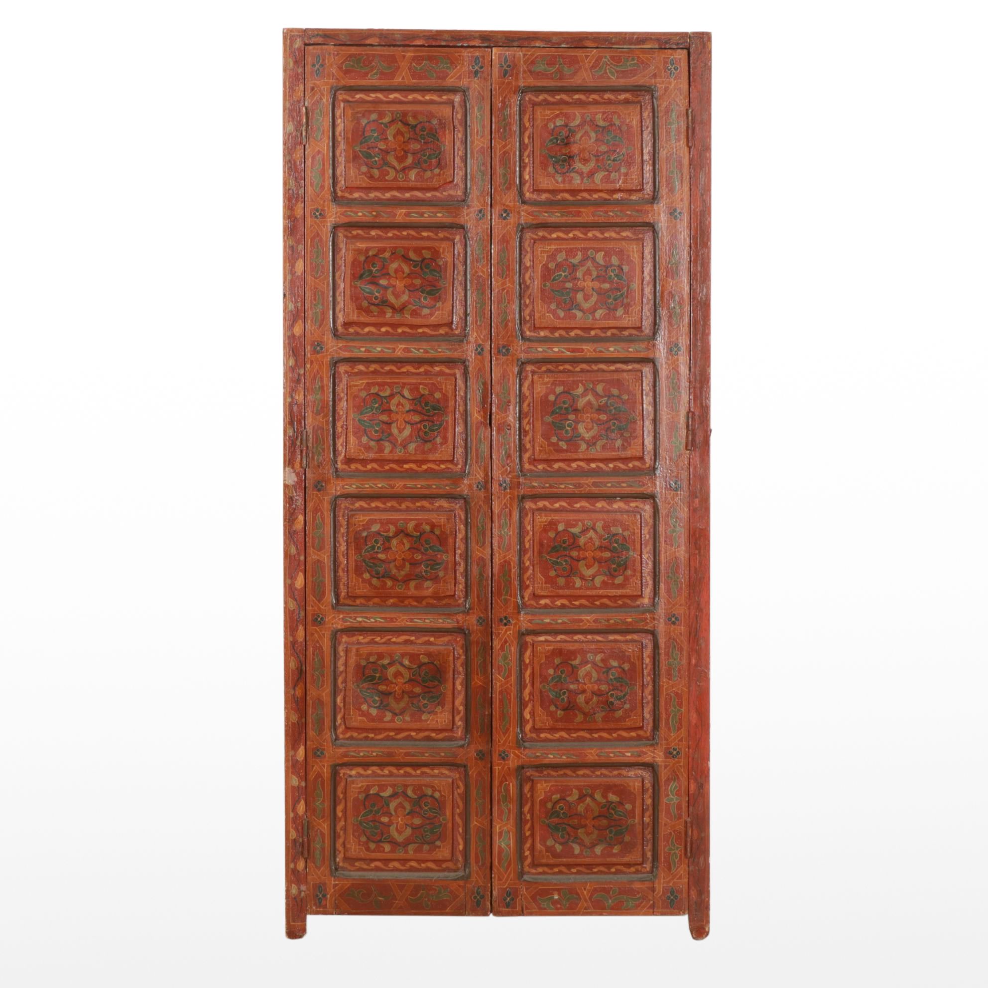 Indian Hand Painted Raised Panel Doors and Doorframe