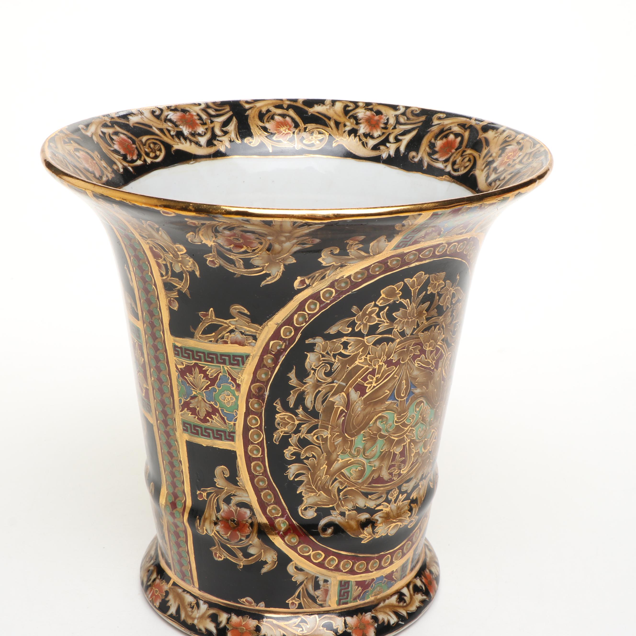 Chinese Porcelain Famille Rose Lu Deity with Porcelain Cachepot