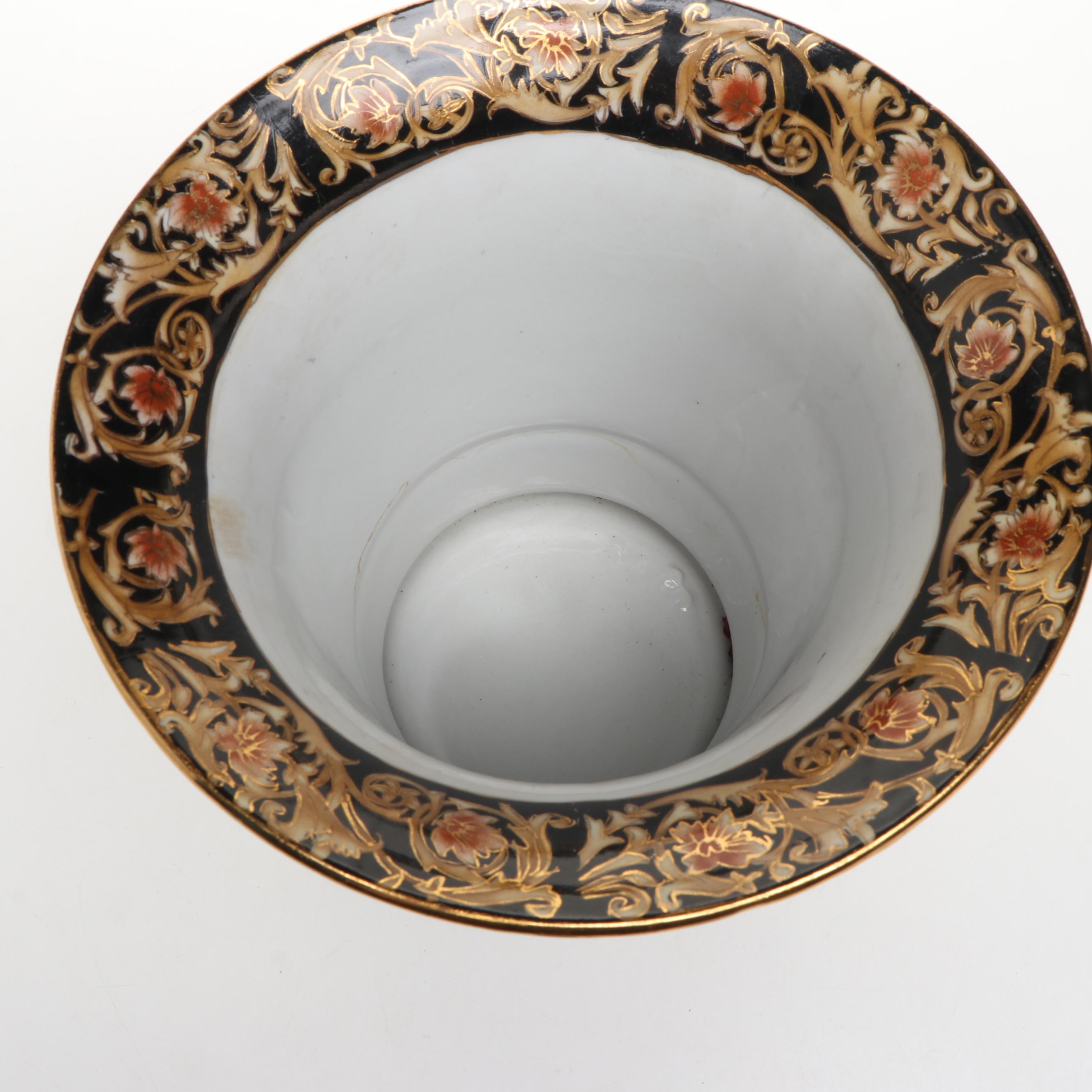 Chinese Porcelain Famille Rose Lu Deity with Porcelain Cachepot