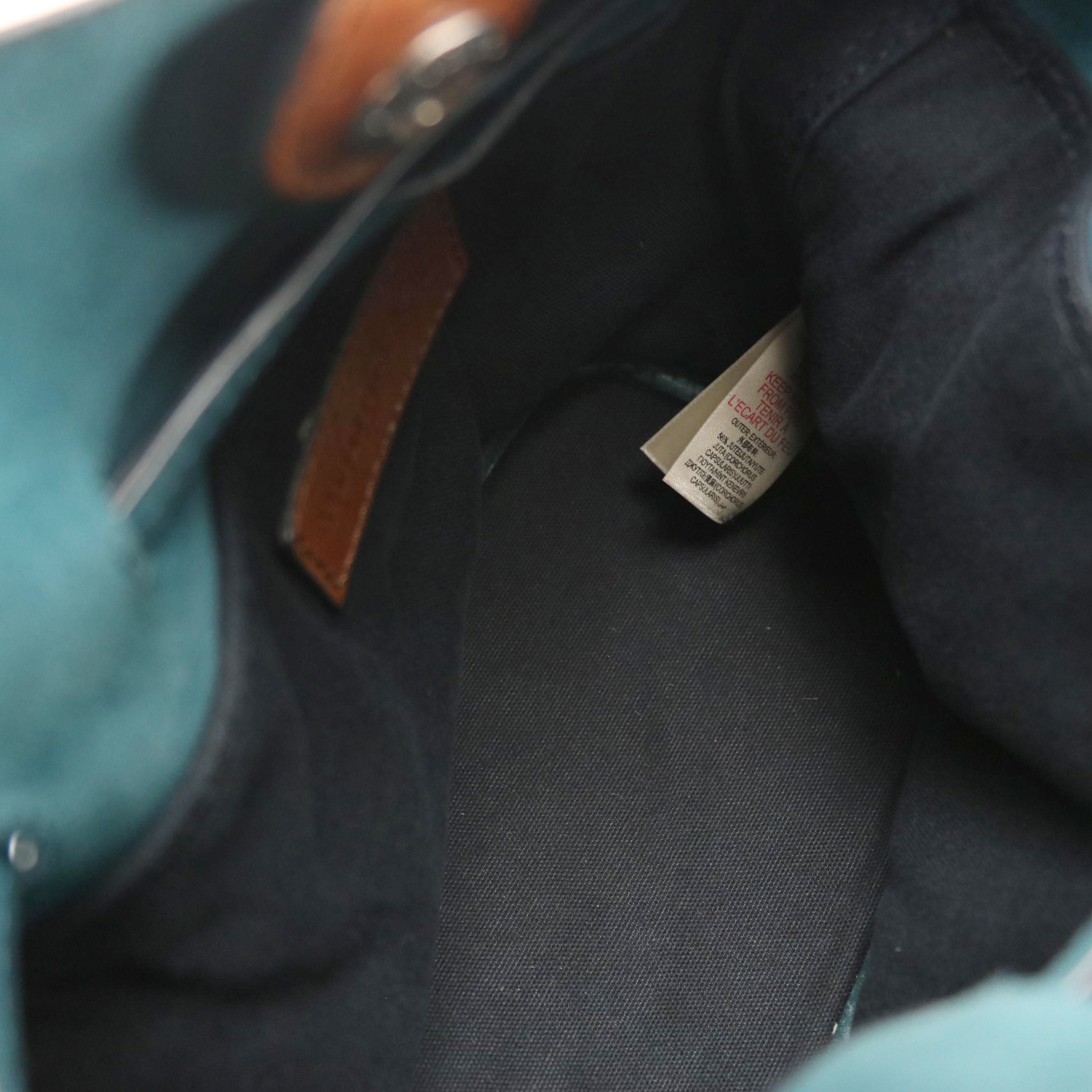 Burberry Ashby Belgrove Fringe Crossbody in Teal Leather and Giant Check Canvas