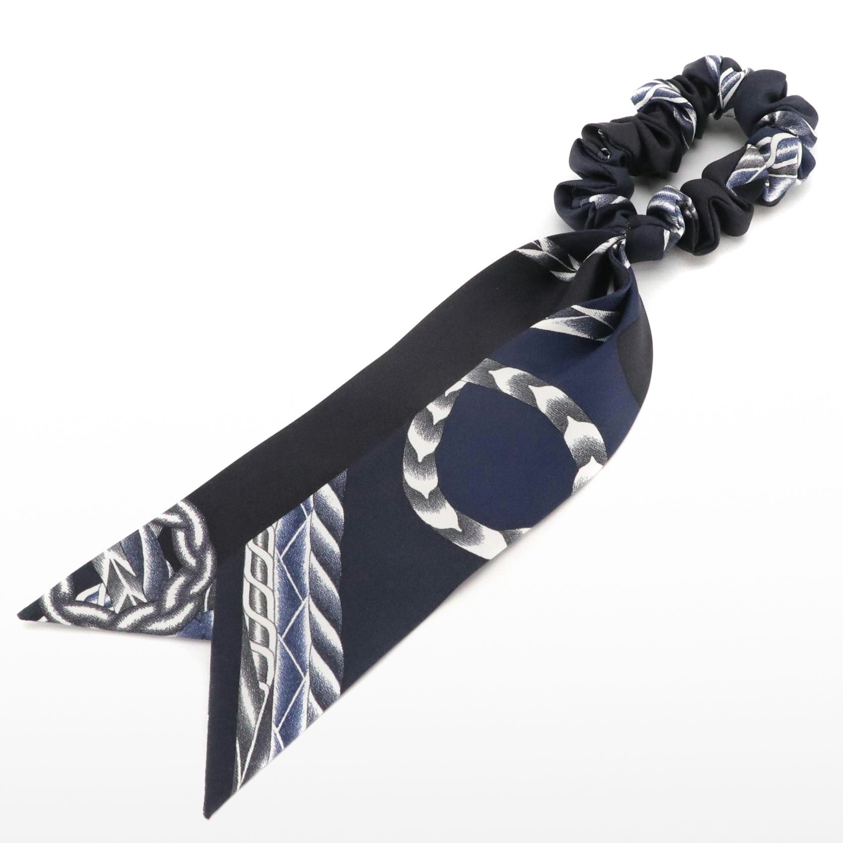 Hermès Bella Scrunchie in Printed Silk Twill, With Box