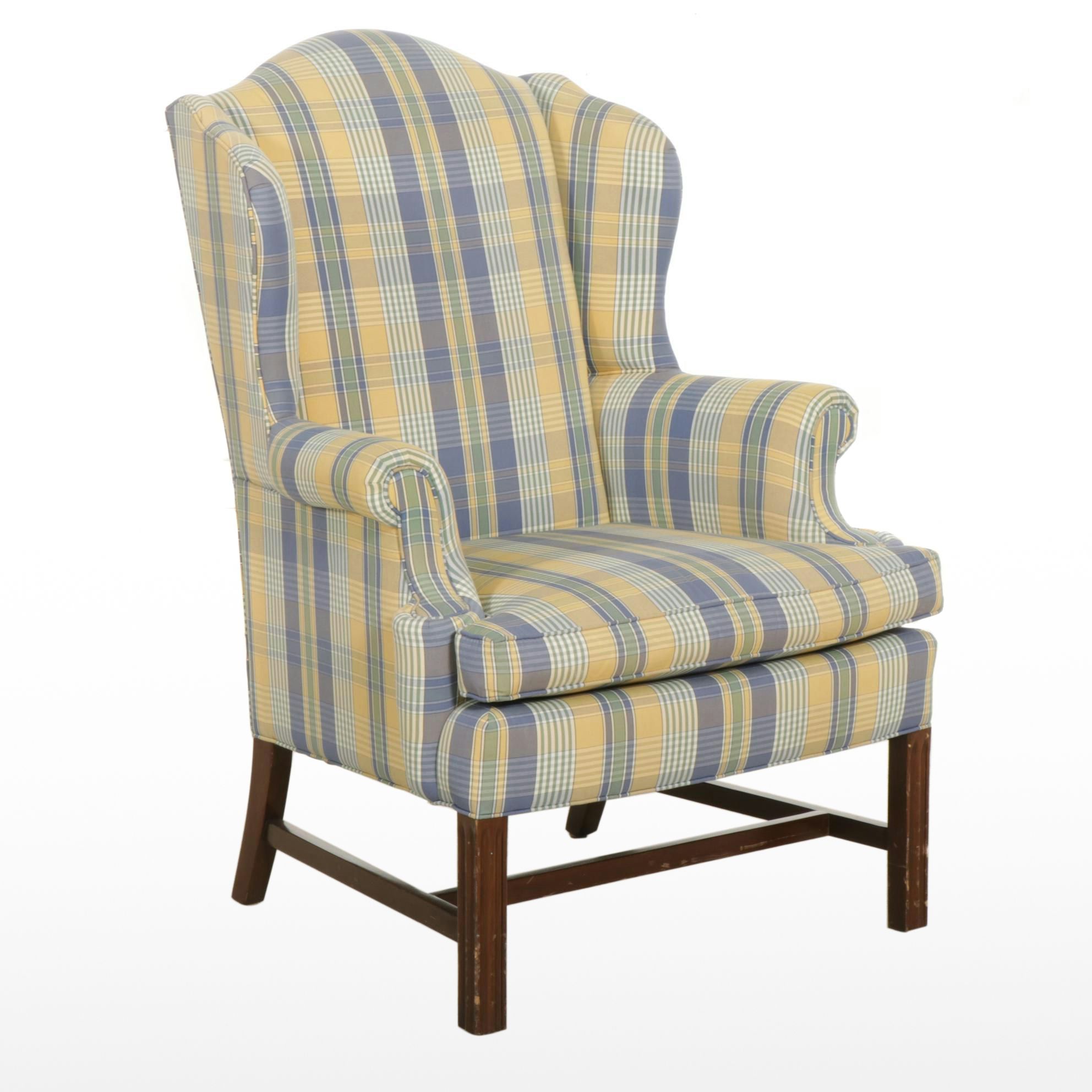Hickory White Chippendale Style Wingback Armchair