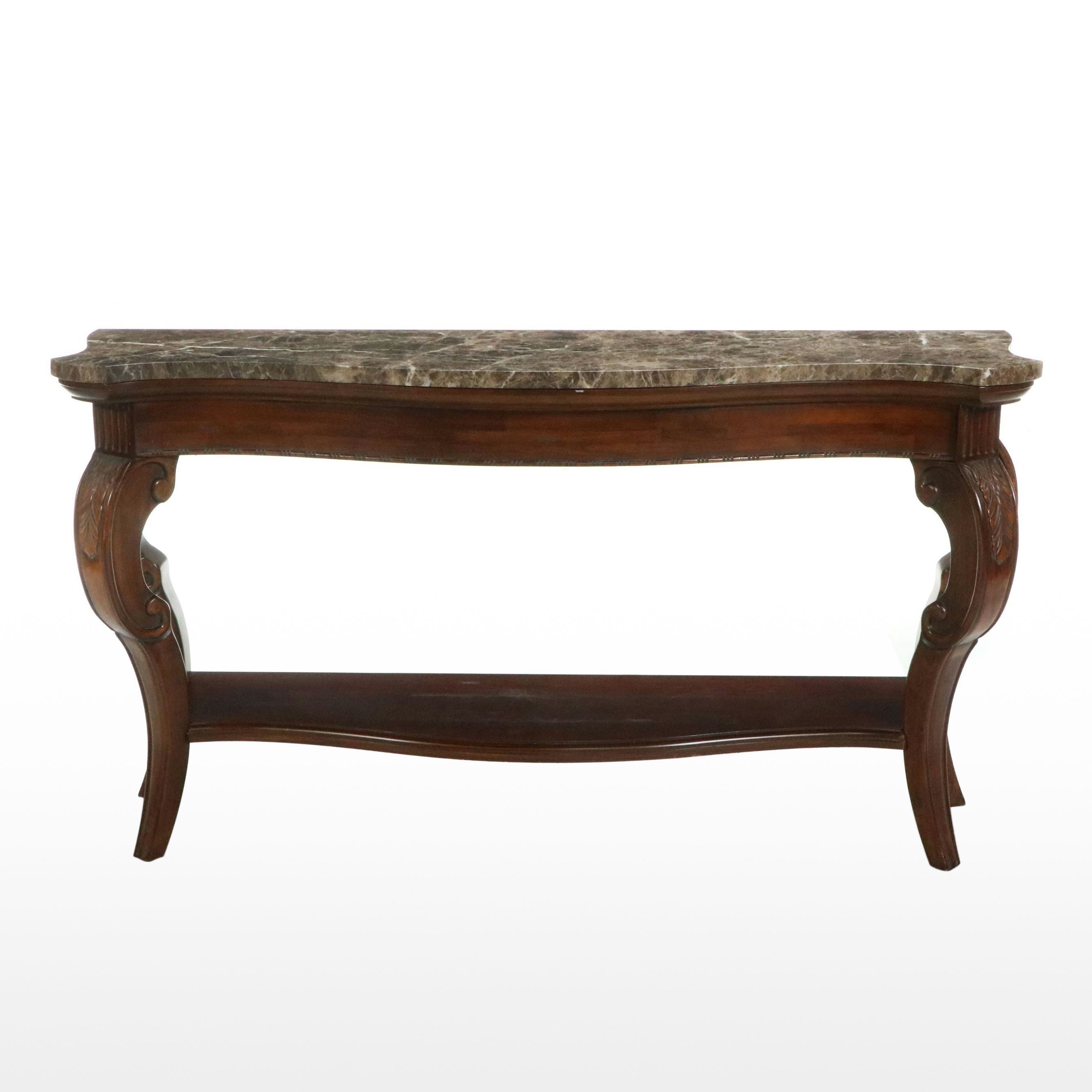 Mahogany Console Table with Marble Top