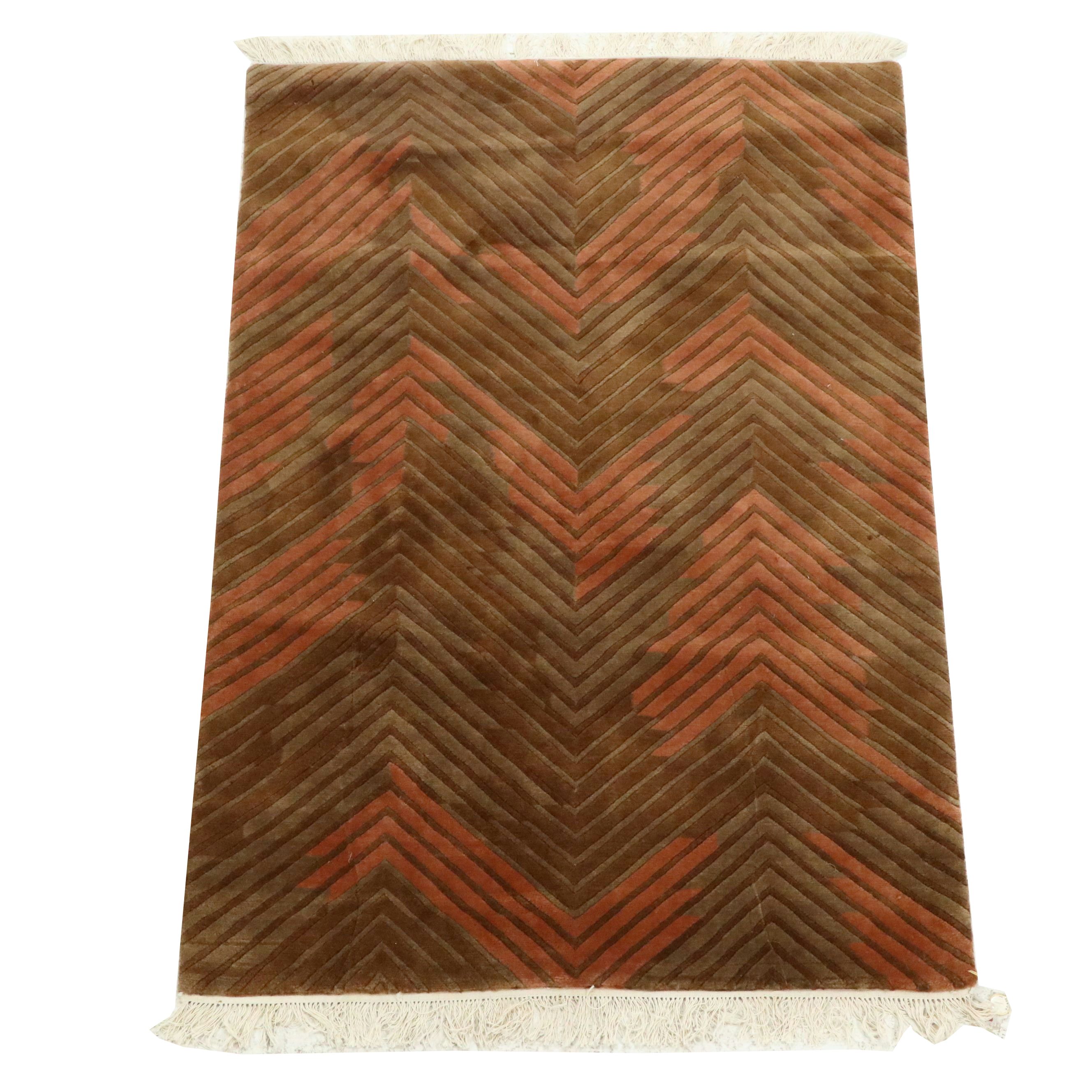 4' x 6'3 Hand-Knotted M. D. & Co. Inc. Nepalese Modernist Style Area Rug