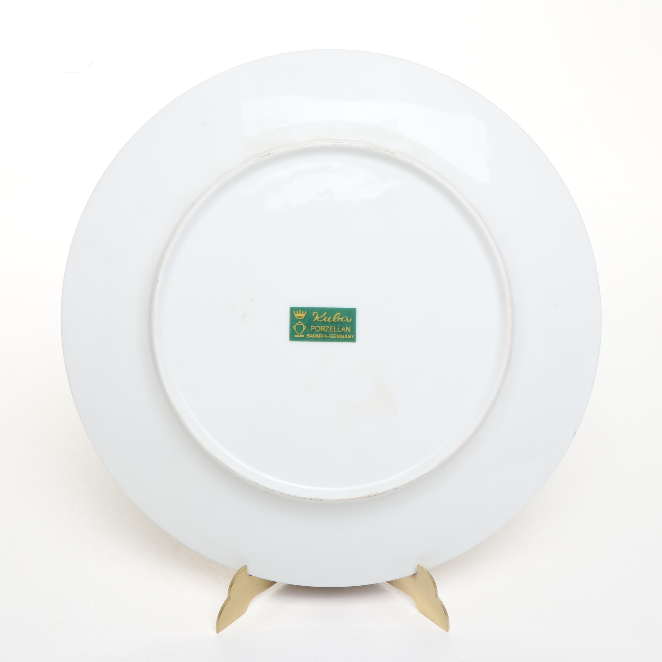 Kuba Porcelain Elephant Plate with Carved Wood and Other Elephants