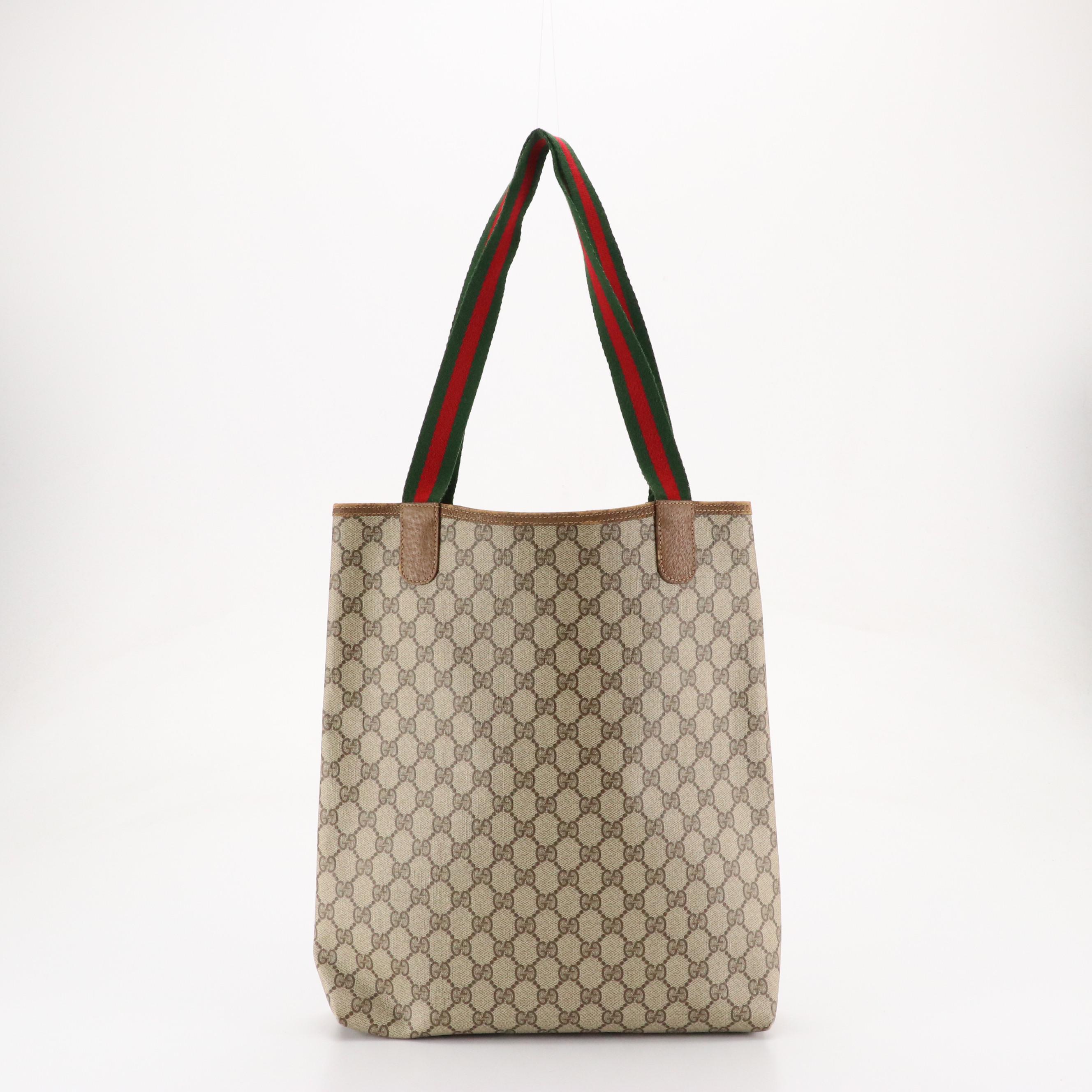 Gucci Accessory Collection Front Pocket Tote in GG Supreme Canvas, Leather & Web