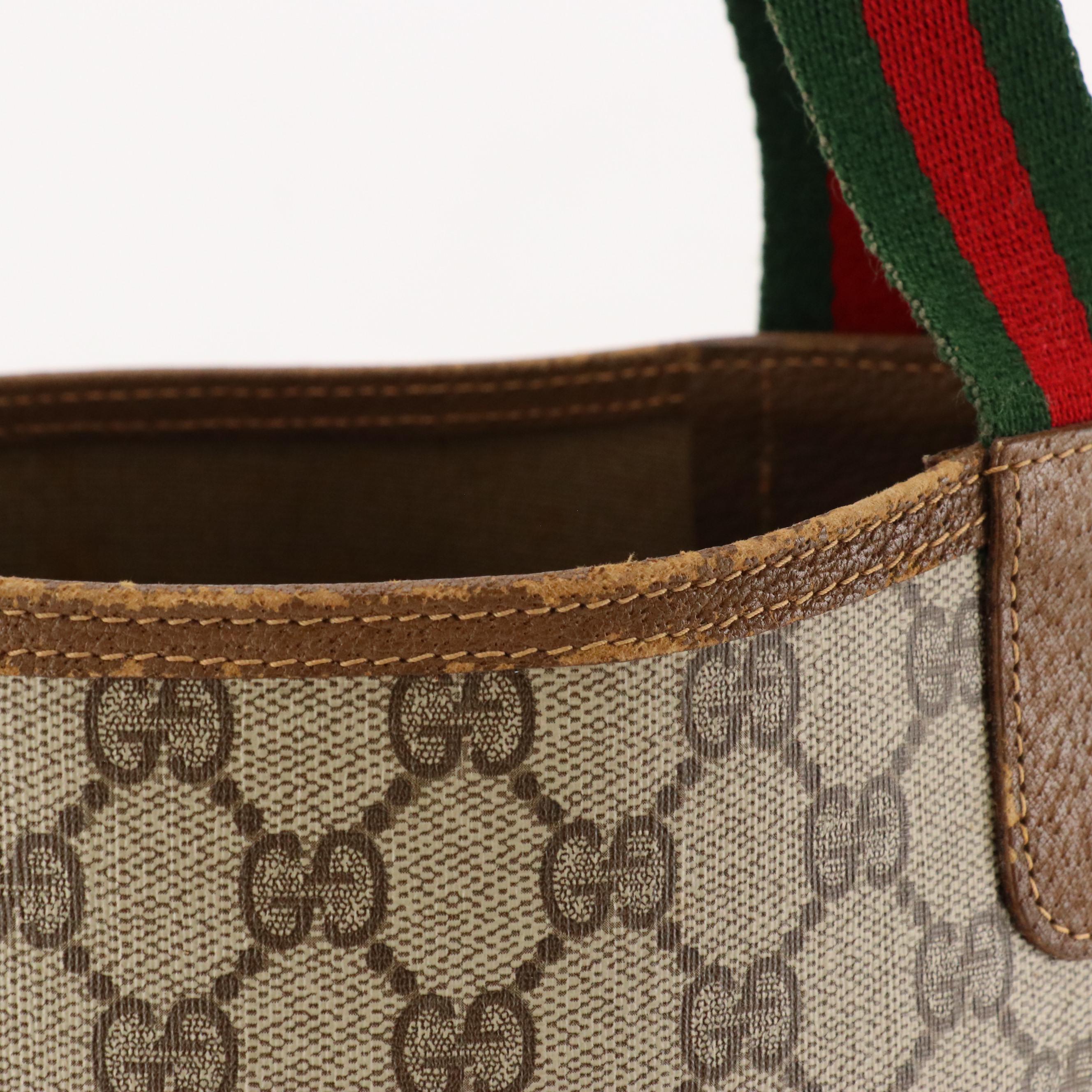 Gucci Accessory Collection Front Pocket Tote in GG Supreme Canvas, Leather & Web