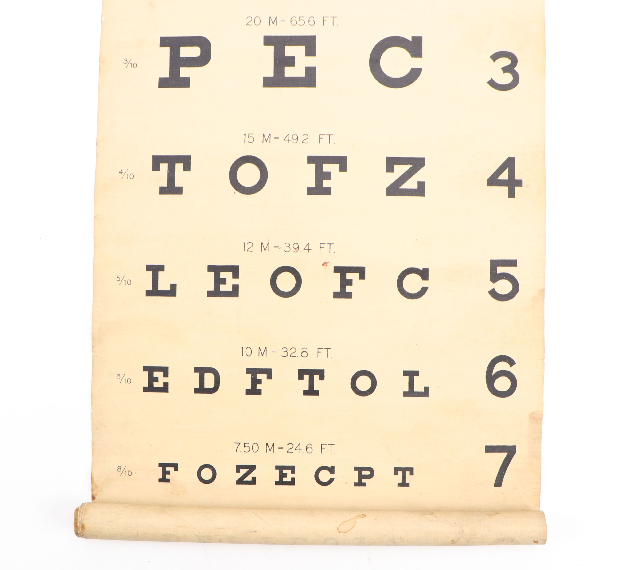 F.A. Hardy & Co. Snellen Eye Chart, Mid-20th Century