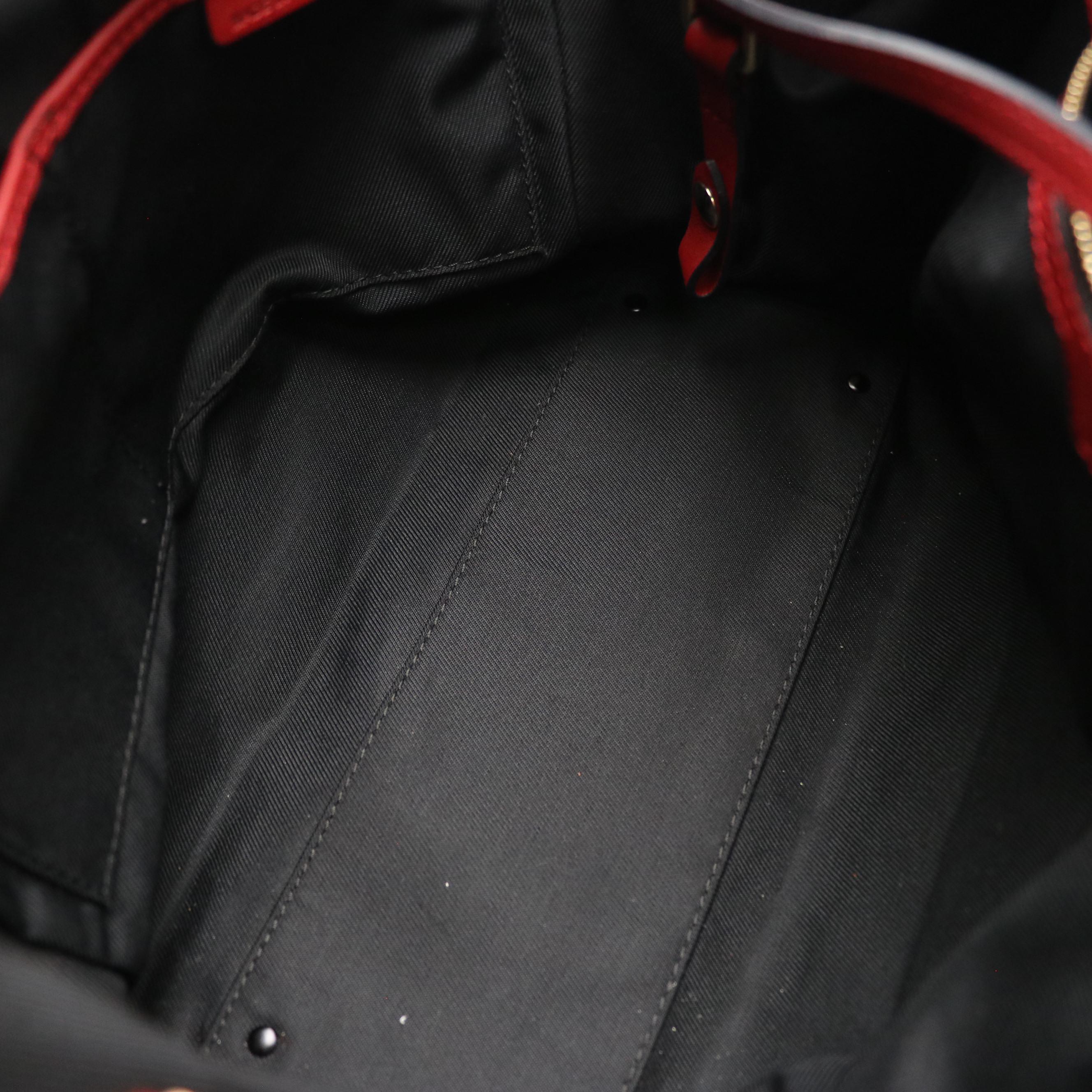 Burberry Canterbury Tote in Horseferry Check Canvas and Red Calfskin Leather