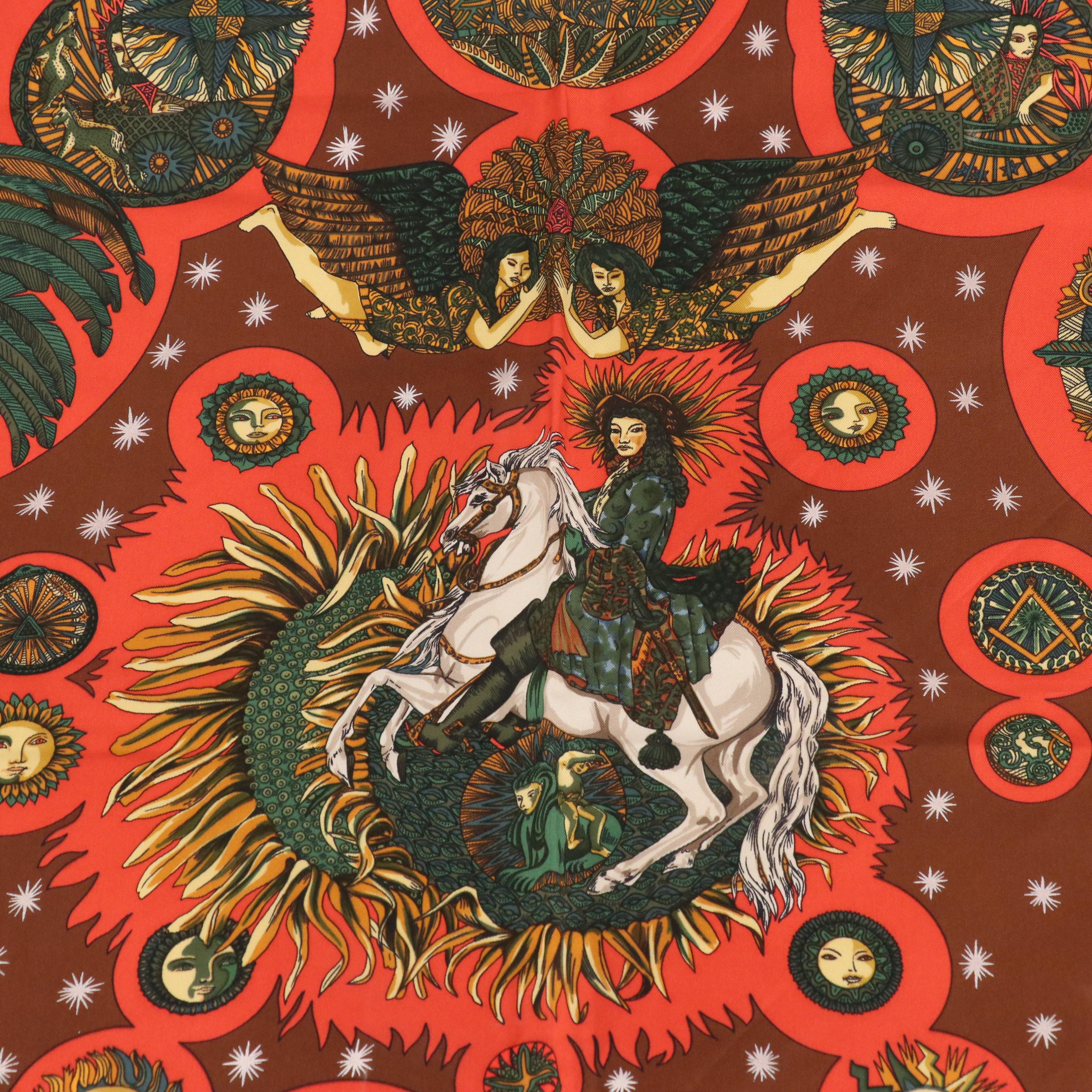 Hermès "Le Roy Soleil" Scarf 90 in Silk Twill