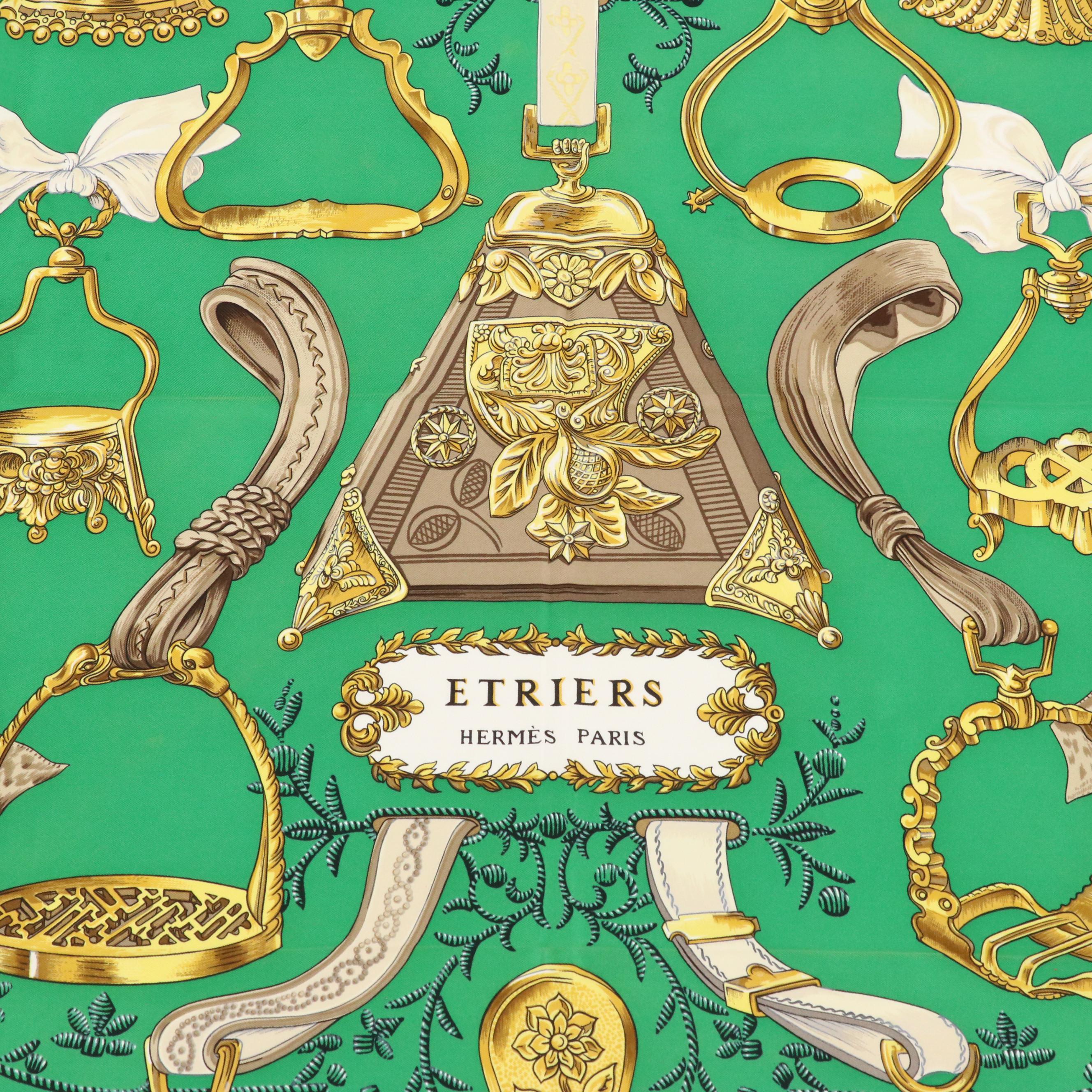 Hermès "Etriers" Scarf 90 in Silk Twill