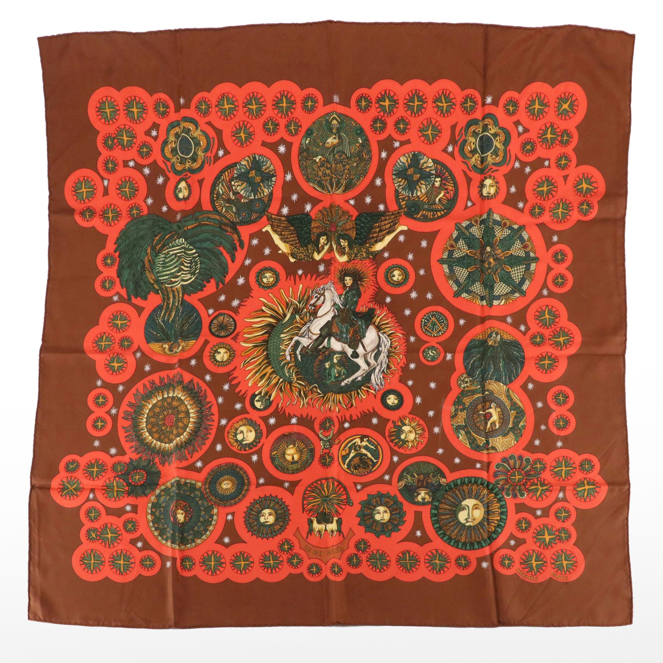 Hermès "Le Roy Soleil" Scarf 90 in Silk Twill