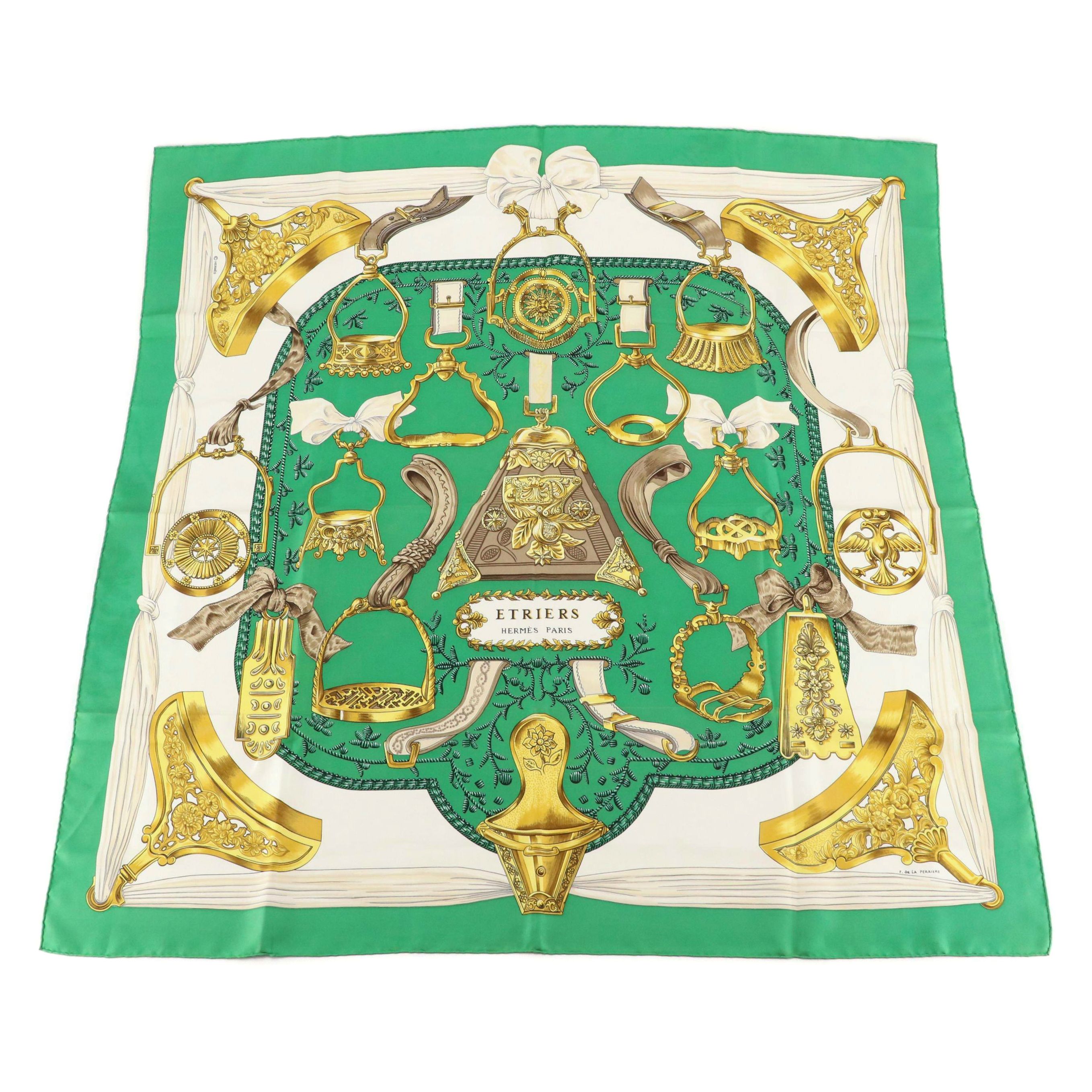 Hermès "Etriers" Scarf 90 in Silk Twill