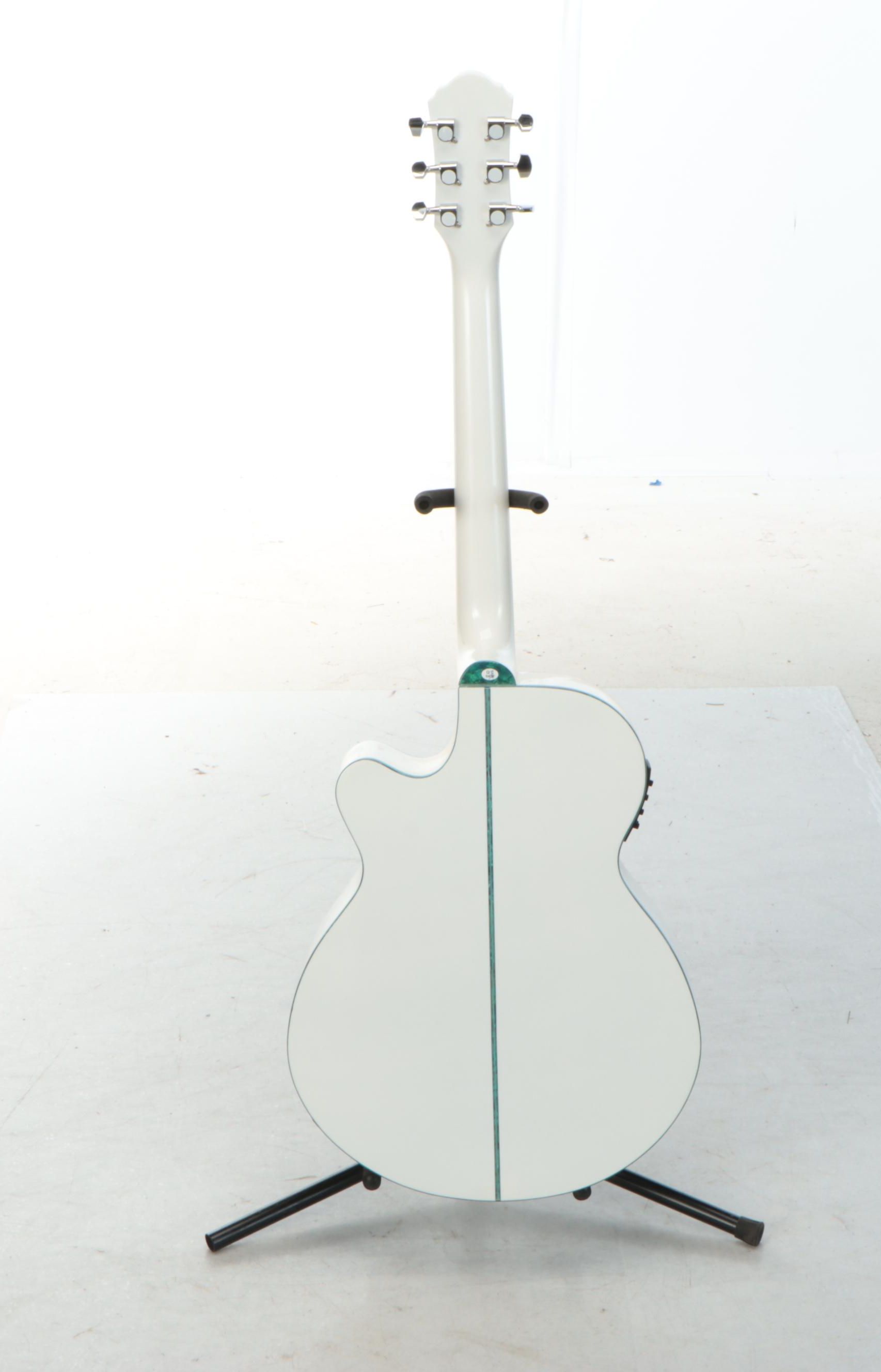 Oscar Schmidt by Washburn Gloss White Concert Cutaway Electric Acoustic Guitar