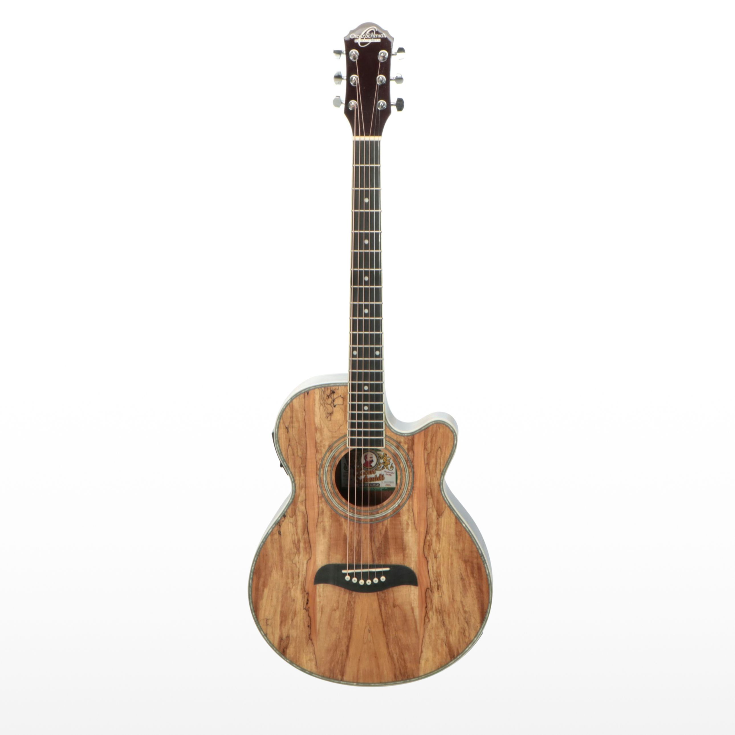 Oscar Schmidt by Washburn Spalted Maple Cutaway Acoustic Electric Guitar