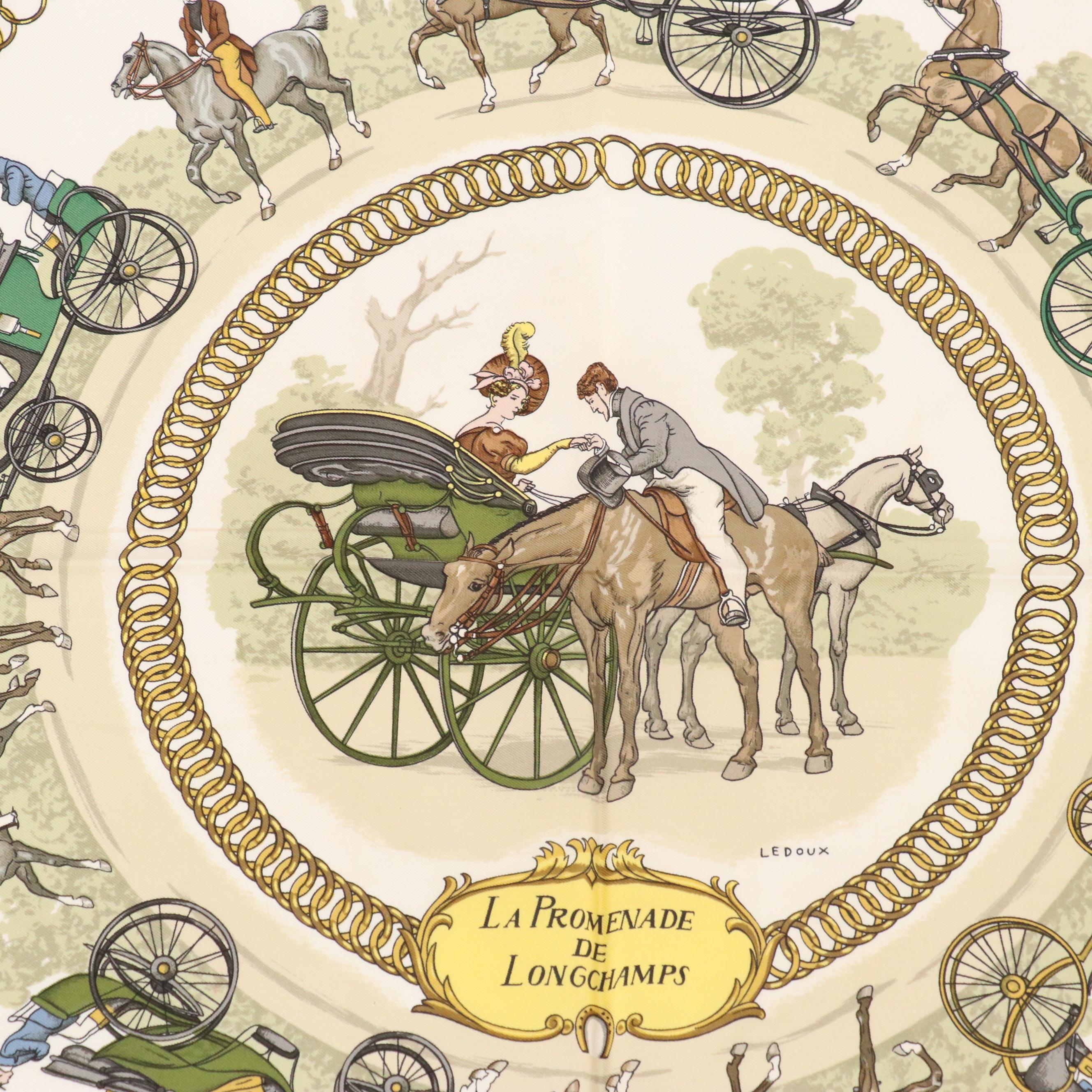 Hermès "La Promenade de Longchamps" Scarf 90 in Silk Twill