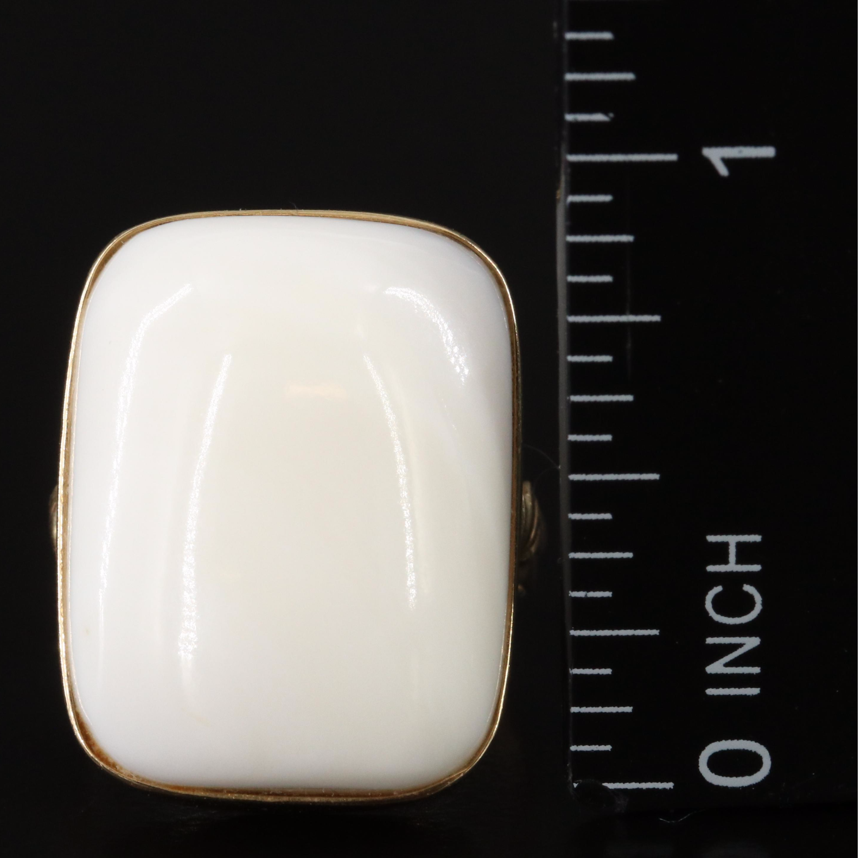 14K White Agate Ring