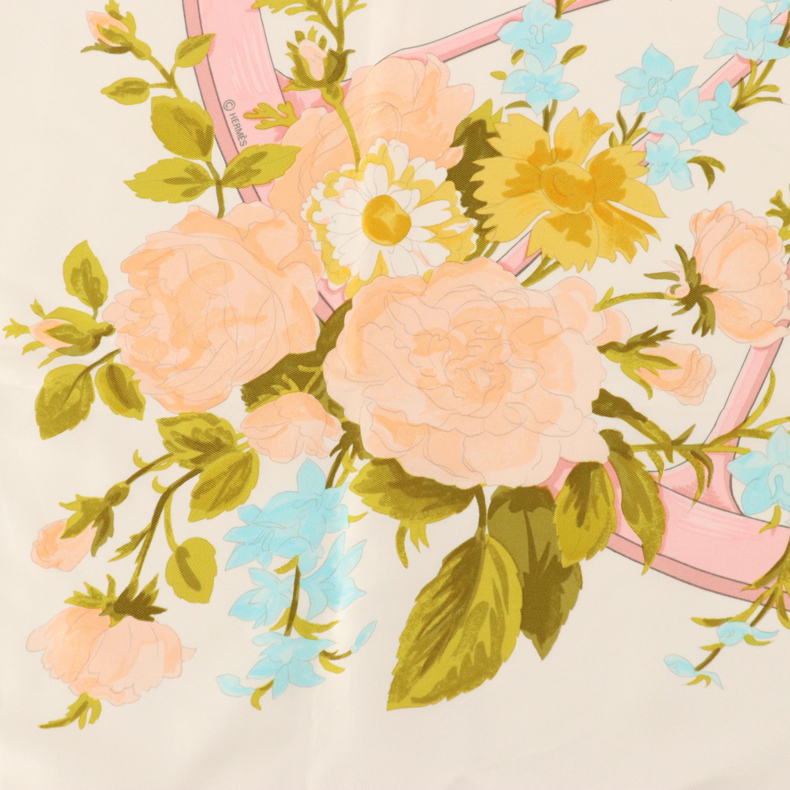 Hermès "Romantique" Scarf 90 in Silk Jacquard