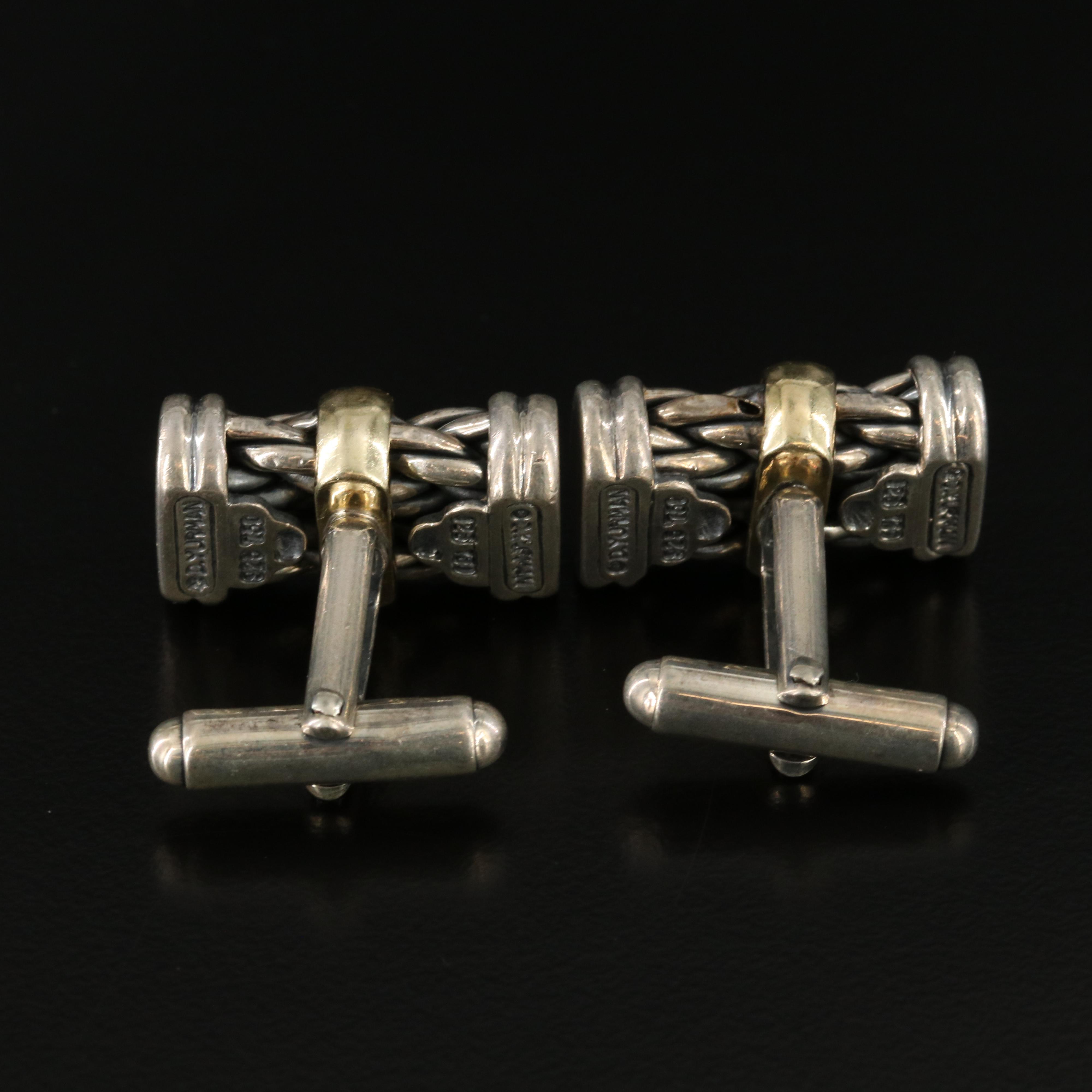 David Yurman Sterling and 18K Cable Cufflinks