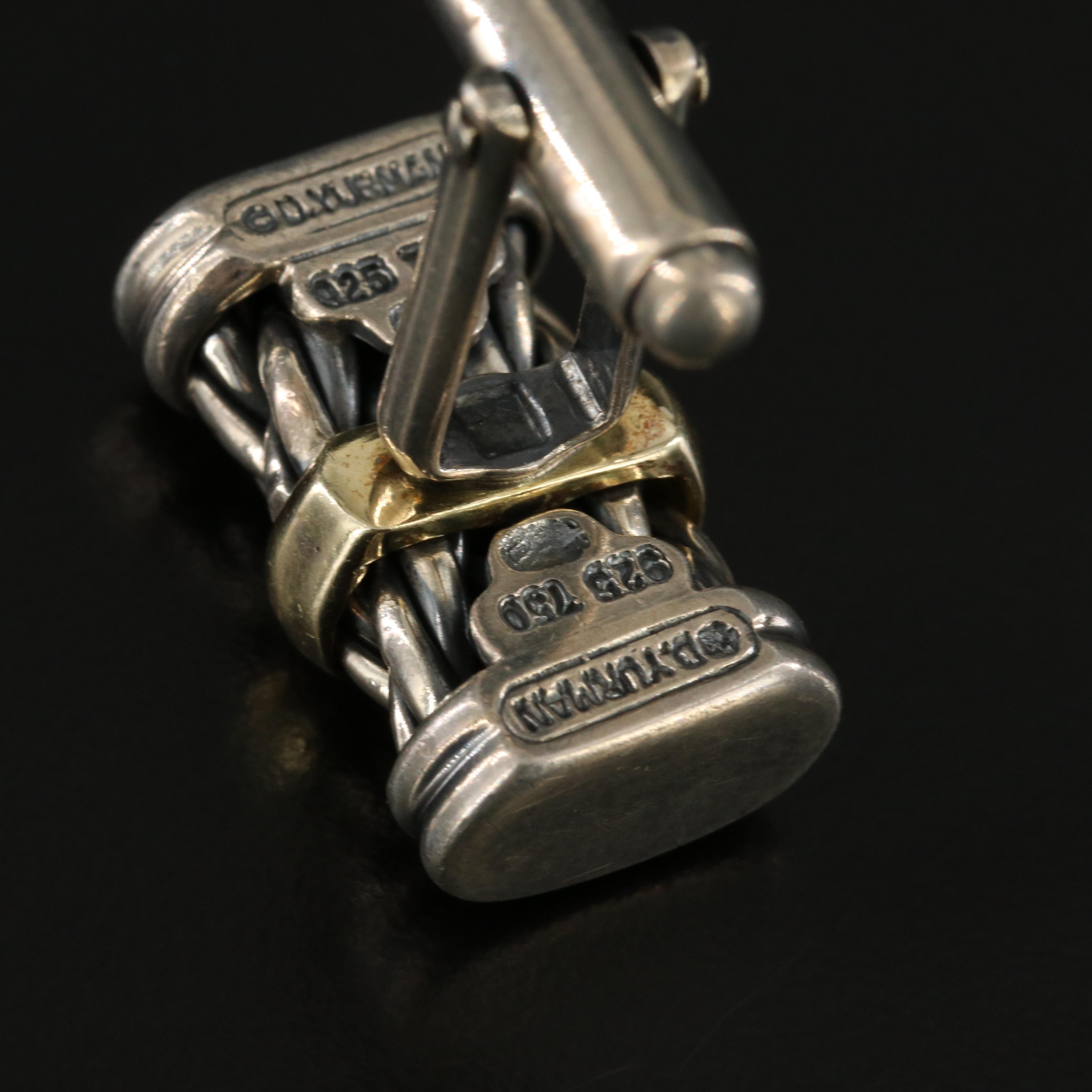 David Yurman Sterling and 18K Cable Cufflinks