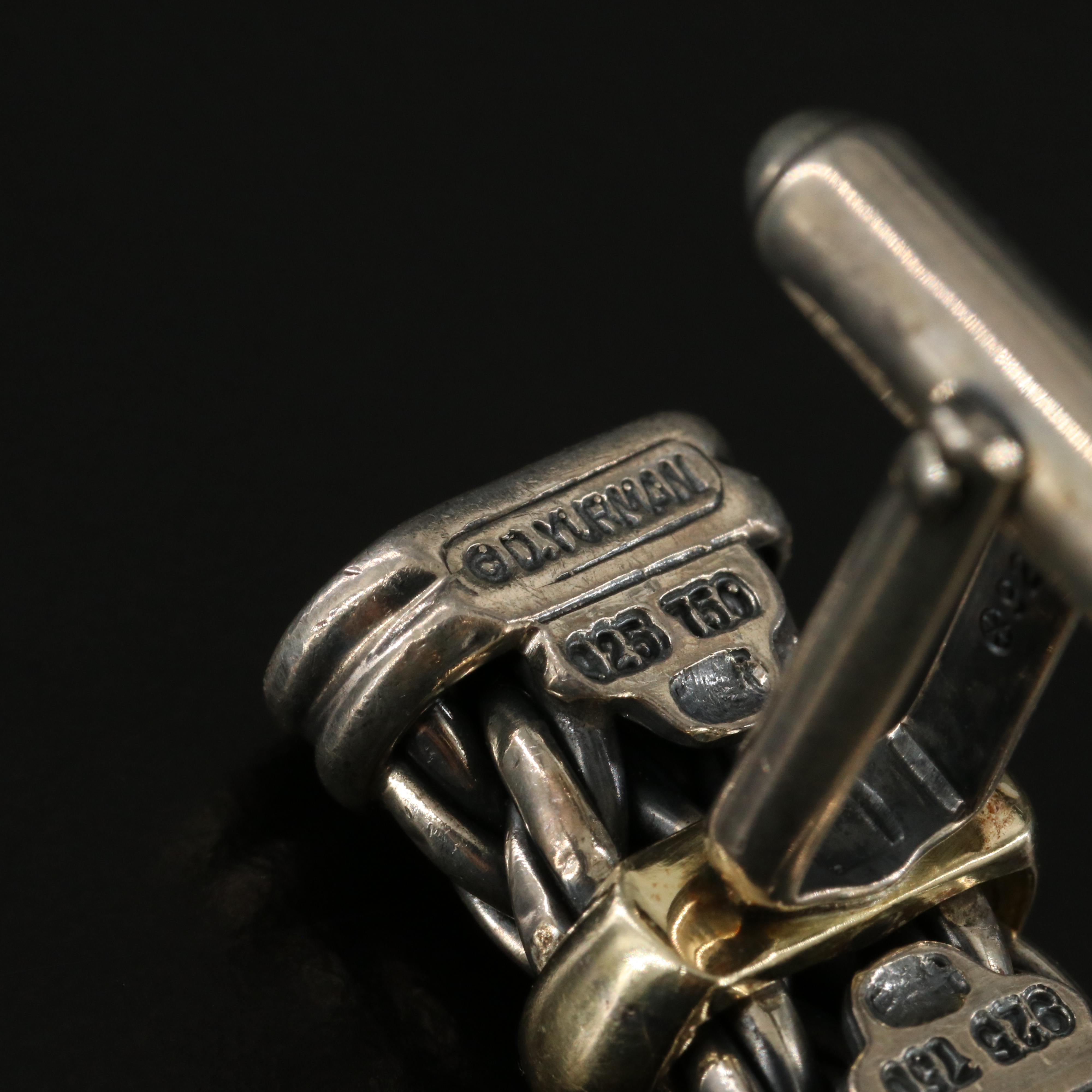 David Yurman Sterling and 18K Cable Cufflinks