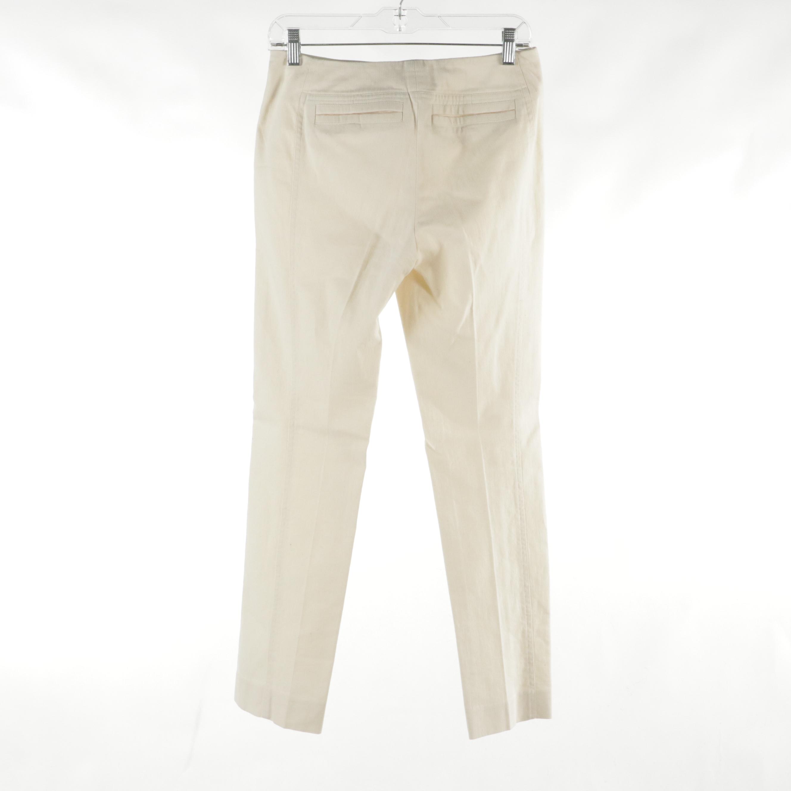 Chanel Slim Fit Denim Pants in Ivory Ecru Cotton