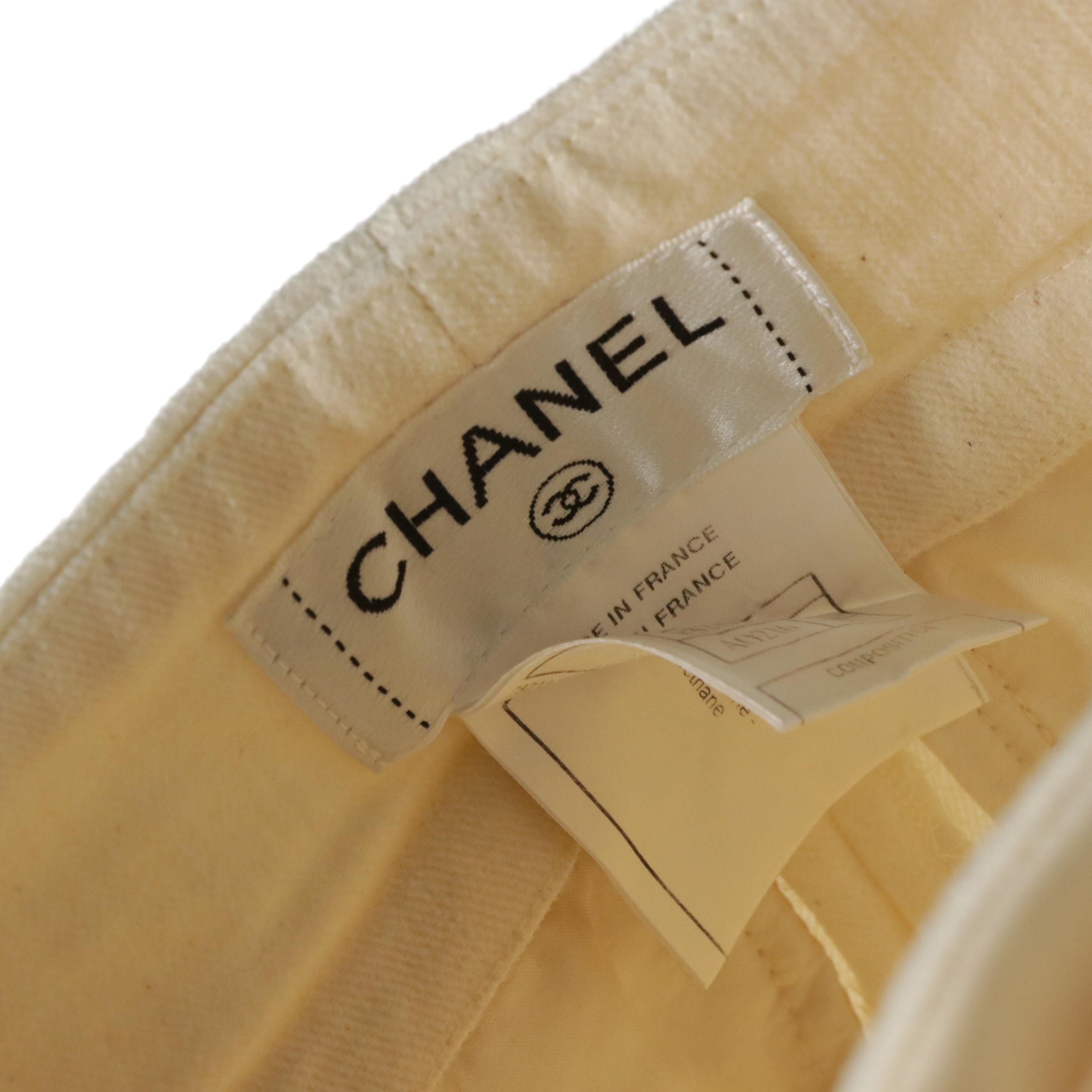 Chanel Slim Fit Denim Pants in Ivory Ecru Cotton
