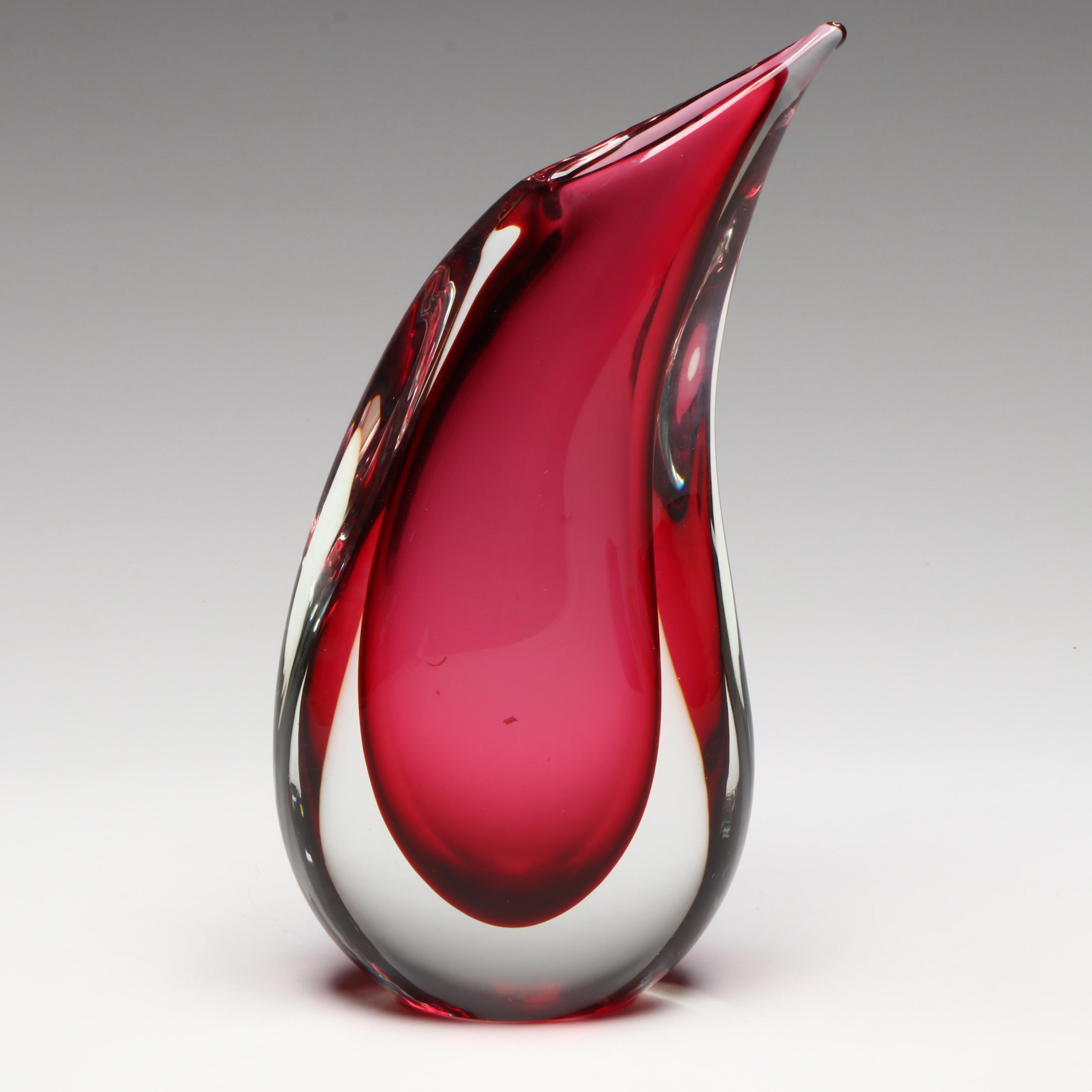 Luigi Onesto for Ogetti Murano Art Glass Teardrop Vase, Mid to Late 20th Century