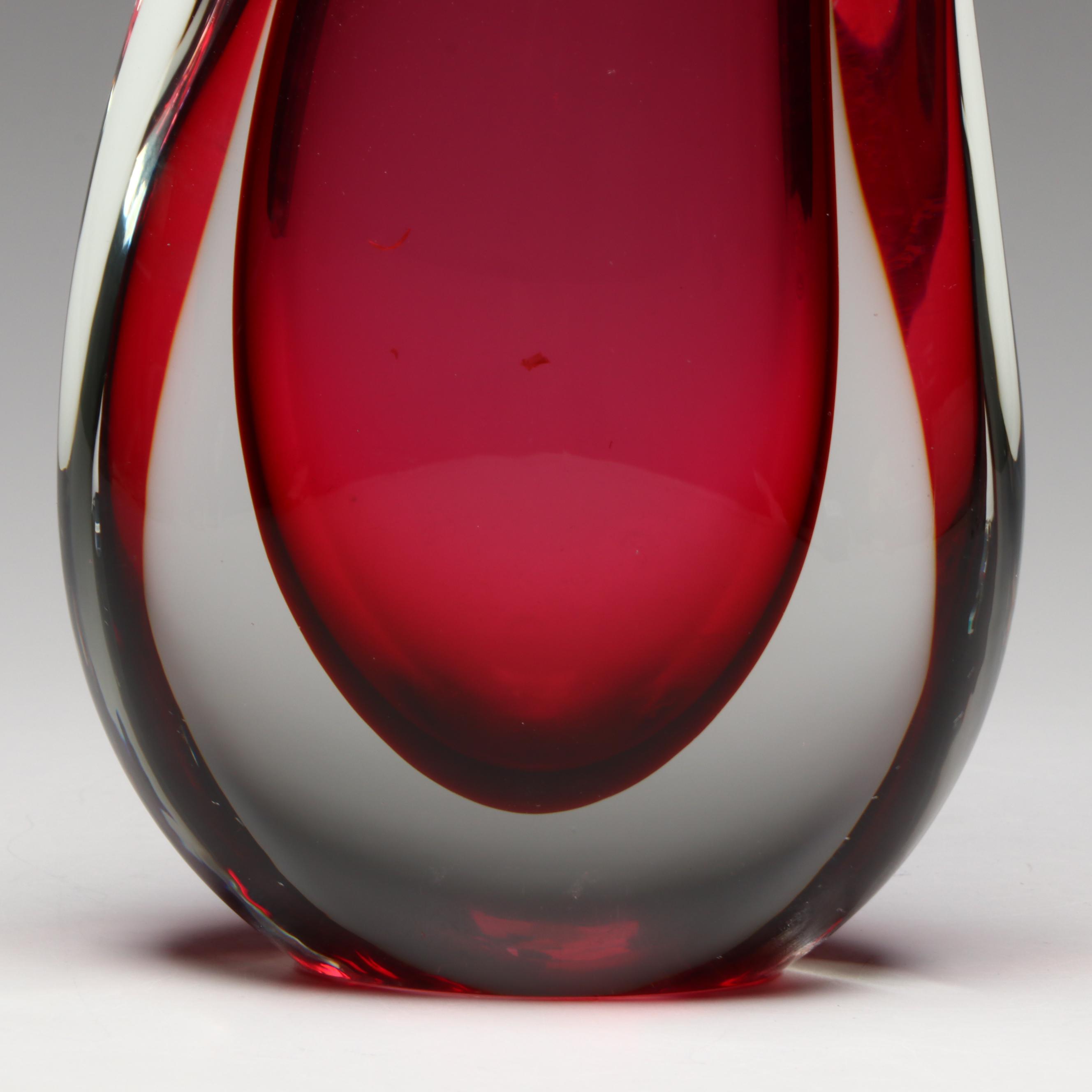 Luigi Onesto for Ogetti Murano Art Glass Teardrop Vase, Mid to Late 20th Century