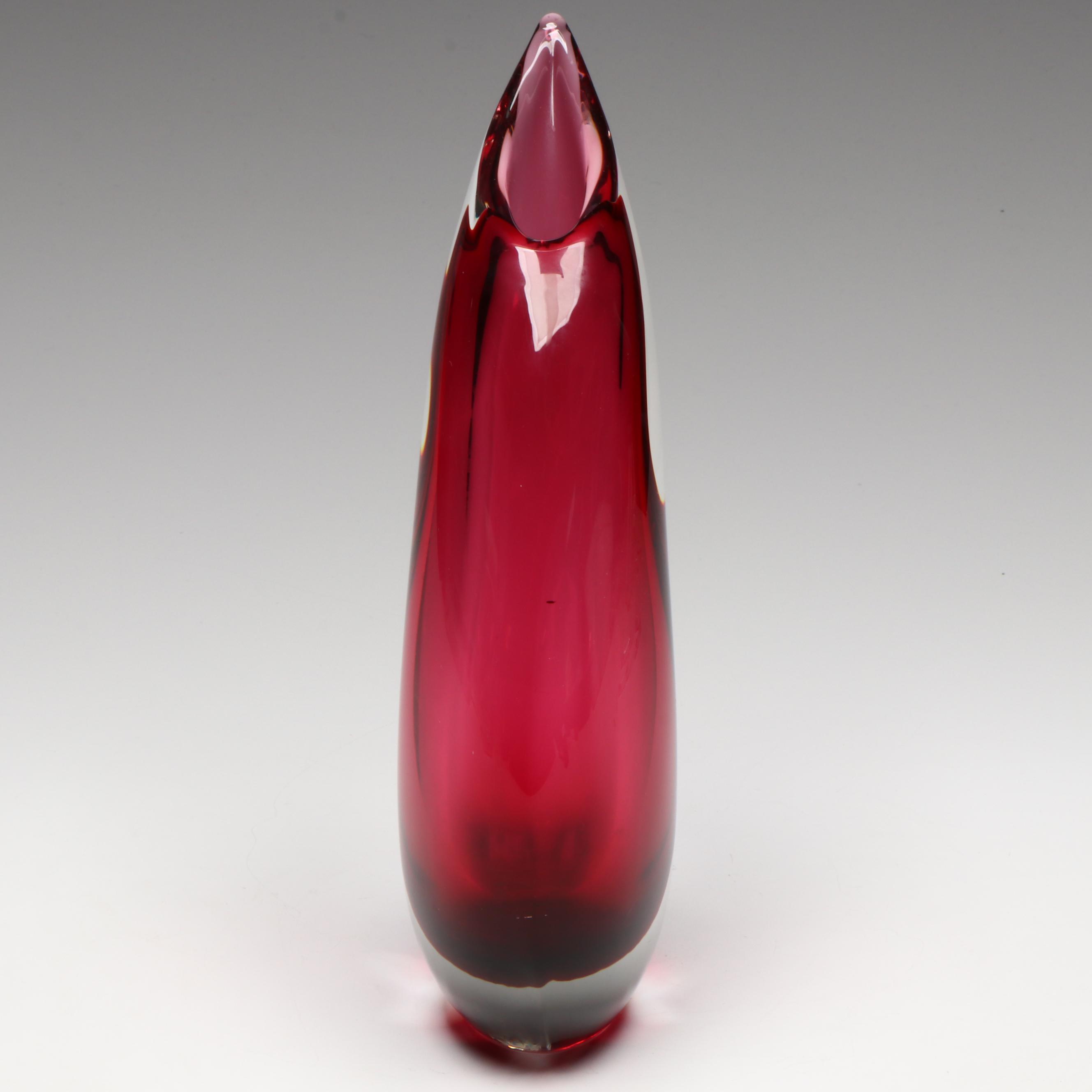 Luigi Onesto for Ogetti Murano Art Glass Teardrop Vase, Mid to Late 20th Century