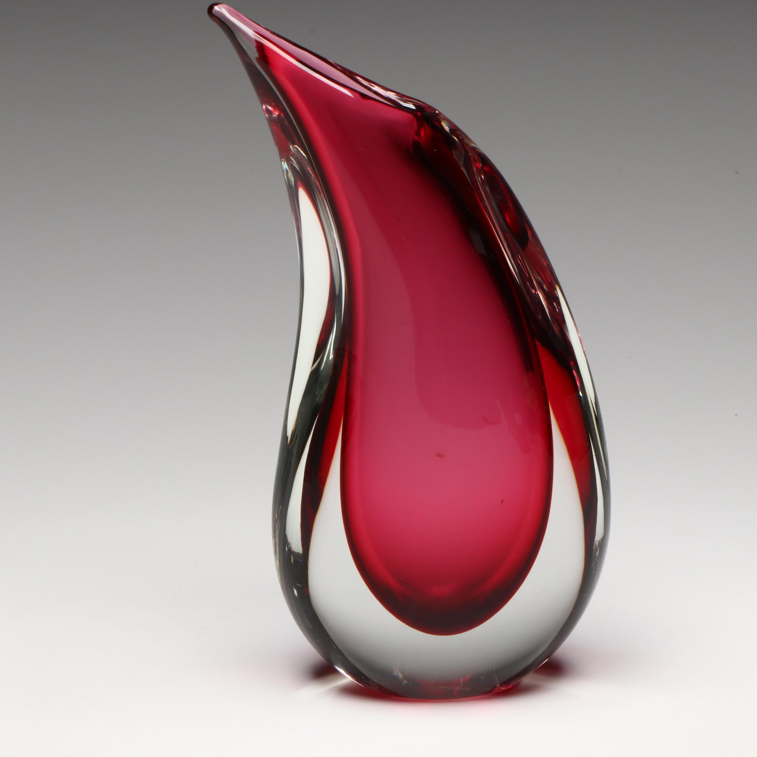 Luigi Onesto for Ogetti Murano Art Glass Teardrop Vase, Mid to Late 20th Century